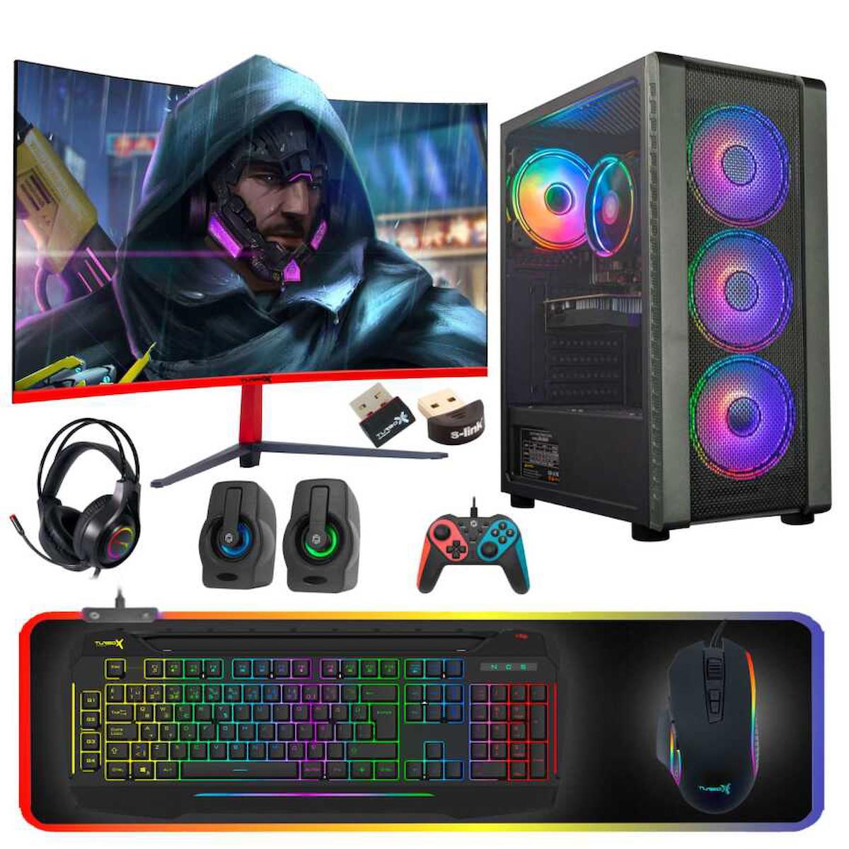 Turbox Tx2358 Harici GeForce GTX 1050 Ti Ekran Kartlı Intel Core i7 3770 16 GB DDR3 256 GB SSD 27 inç FULL HD FreeDos Masaüstü Oyuncu Bilgisayarı