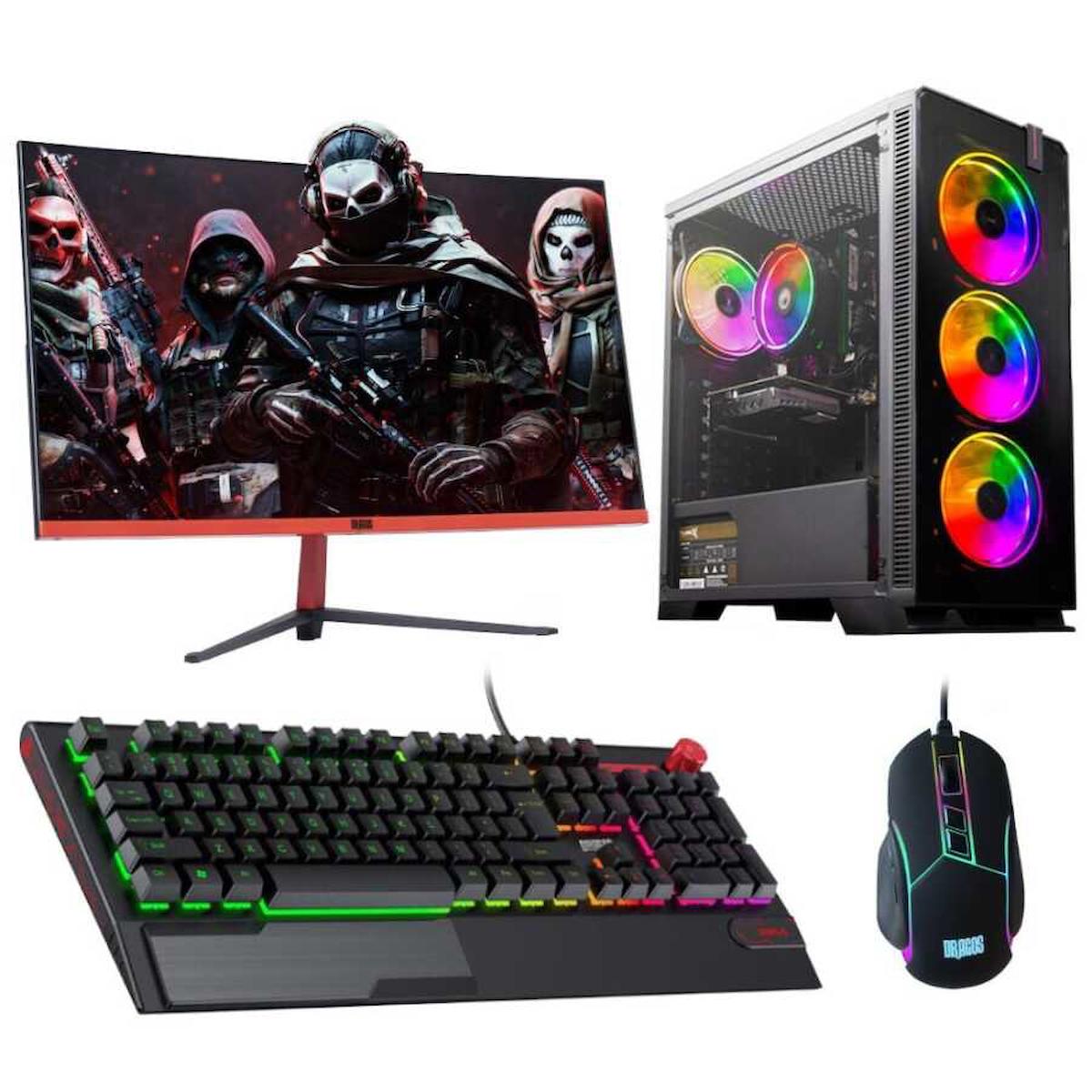 Dragos DRx1804 Harici GeForce RTX 3070 Ti Ekran Kartlı Intel Core i5-12400F 32 GB DDR4 512 GB SSD 23.6 inç FULL HD FreeDos Masaüstü Oyuncu Bilgisayarı