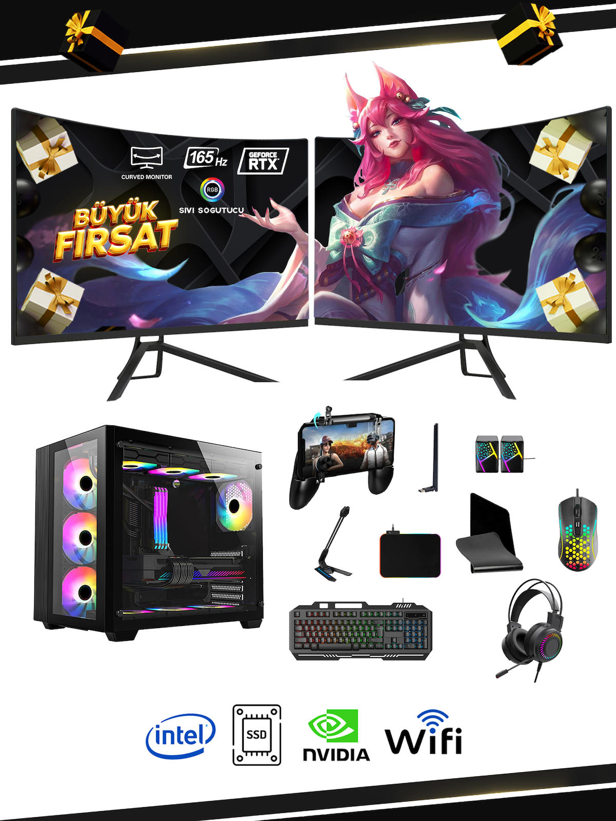 Ramtech BFX20 EXTRA Harici GeForce RTX 4060 Ekran Kartlı Intel Core i7-10700F 32 GB DDR4 1 TB SSD 24 inç FULL HD FreeDos Masaüstü Oyuncu Bilgisayarı