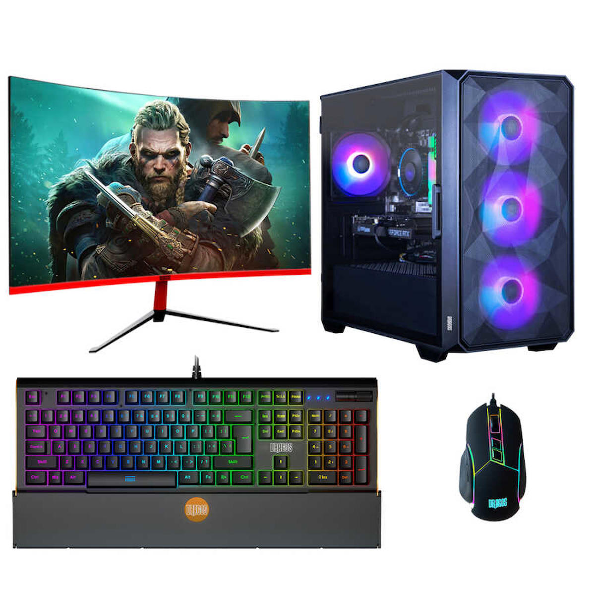 Dragos DRx5303 Harici GeForce GTX 1660 Ti Ekran Kartlı Intel Core i5-12400F 16 GB DDR4 512 GB SSD 23.6 inç FULL HD FreeDos Masaüstü Oyuncu Bilgisayarı