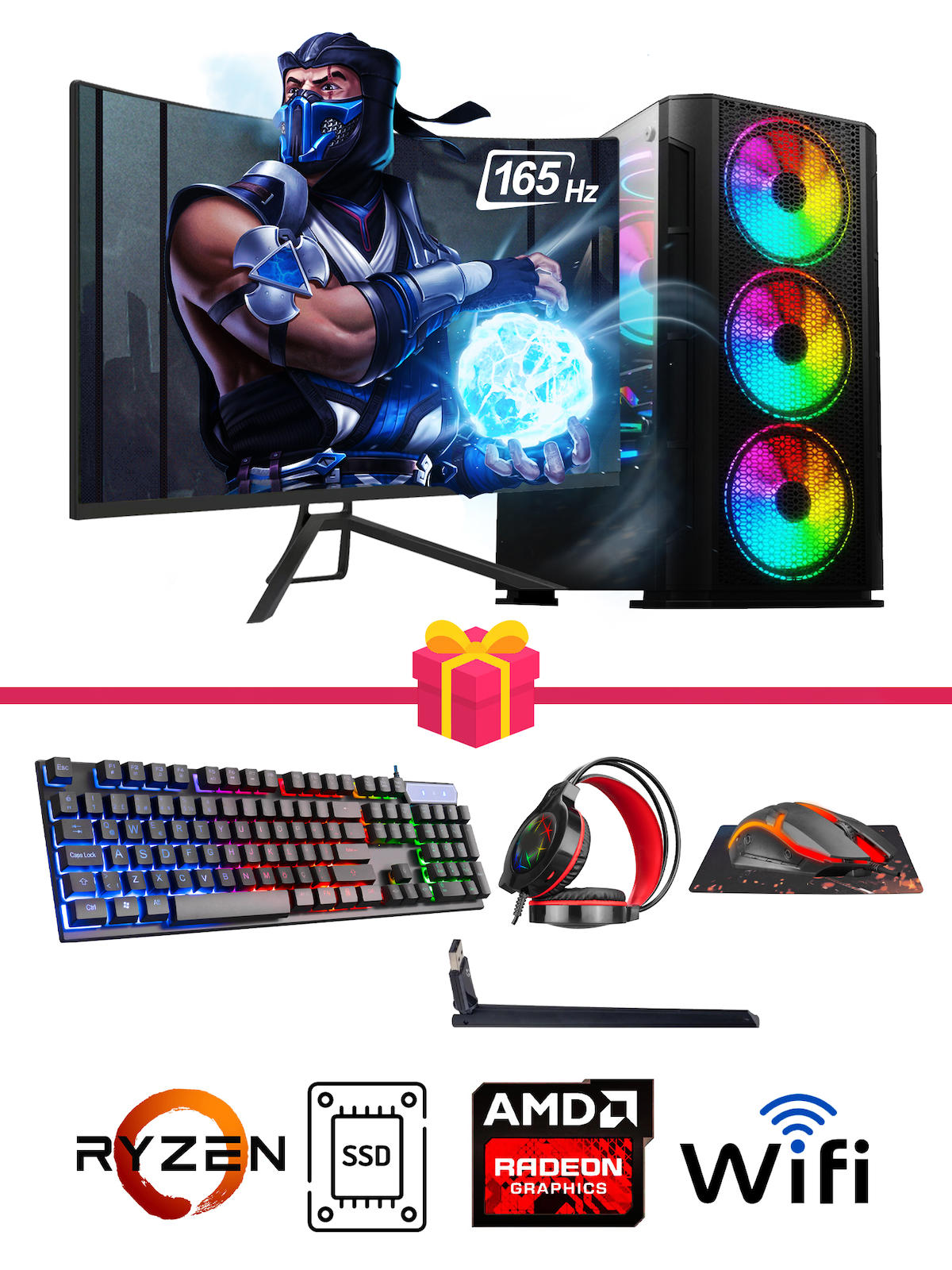Ramtech Dgx51 Pro Harici Radeon RX 580 Ekran Kartlı AMD Ryzen 3600 32 GB DDR4 512 GB SSD 24 inç FULL HD FreeDos Masaüstü Oyuncu Bilgisayarı