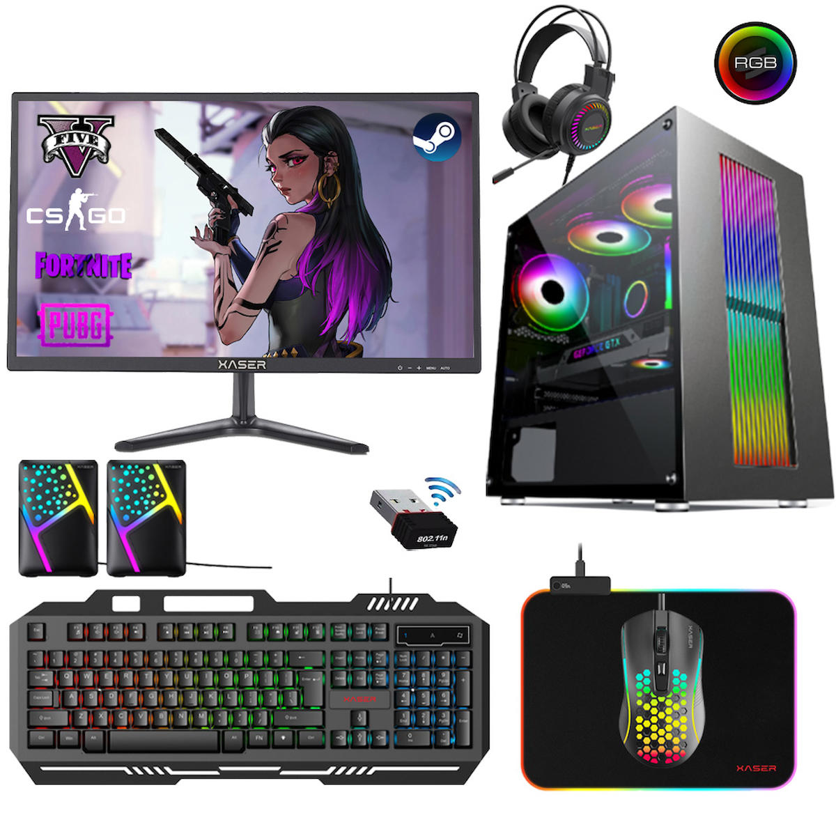 Xaser Xsr236 Harici Radeon RX 550 Ekran Kartlı Intel Core 2600 16 GB DDR3 512 GB SSD 21.5 inç FULL HD FreeDos Masaüstü Oyuncu Bilgisayarı