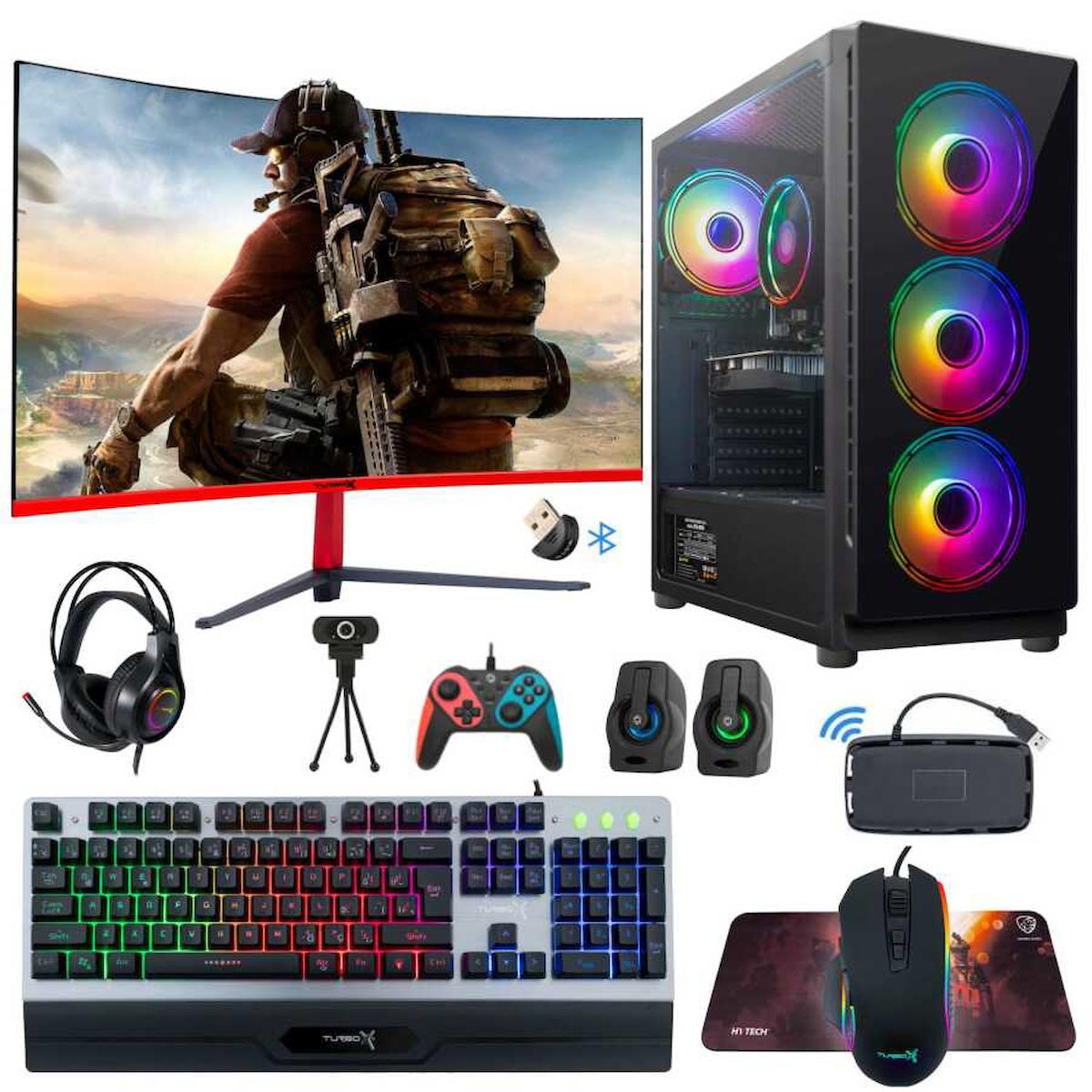 Turbox Tx1971 Harici GeForce GT 730 Ekran Kartlı Intel Core i5 3470 16 GB DDR3 256 GB SSD 23.6 inç FULL HD FreeDos Masaüstü Oyuncu Bilgisayarı