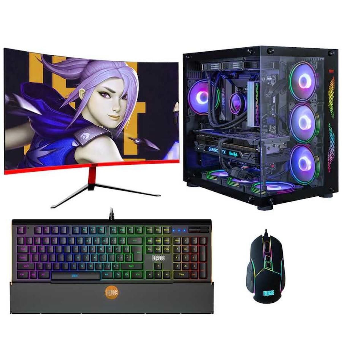 Dragos DRx3955 Harici GeForce GTX 1660 Ti Ekran Kartlı Intel Core i5 13400F 16 GB DDR4 512 GB SSD 27 inç FULL HD FreeDos Masaüstü Oyuncu Bilgisayarı