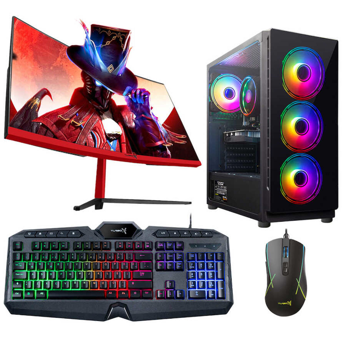 Turbox Tx4112 Harici GeForce GTX 1050 Ti Ekran Kartlı Intel Core i5 3470 16 GB DDR3 1 TB SSD 27 inç FreeDos Masaüstü Oyuncu Bilgisayarı
