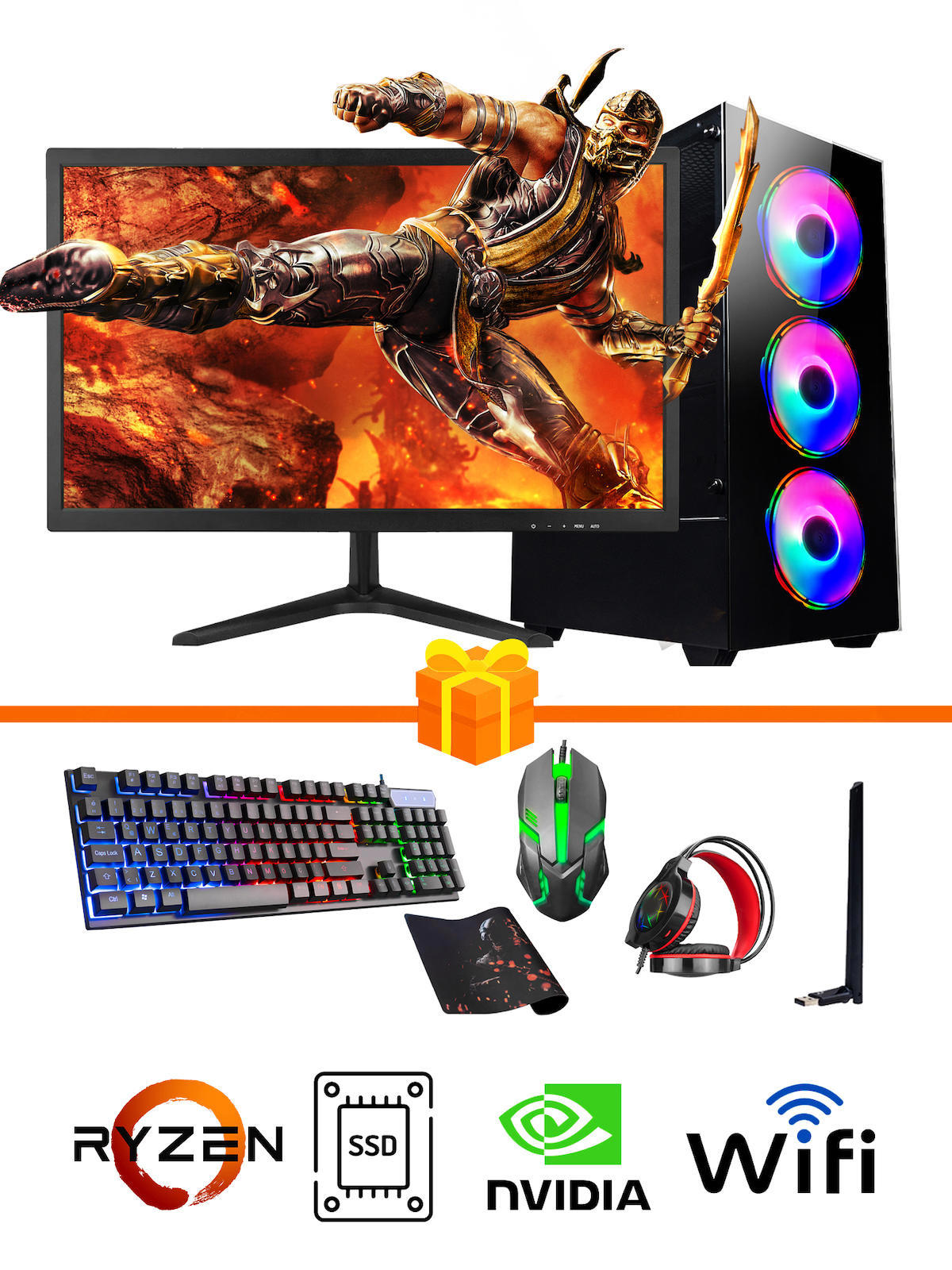 Ramtech Gaming RG505-018 Harici GeForce GT 740 Ekran Kartlı AMD Ryzen 5500 32 GB DDR4 128 GB SSD 21 inç FULL HD FreeDos Masaüstü Oyuncu Bilgisayarı