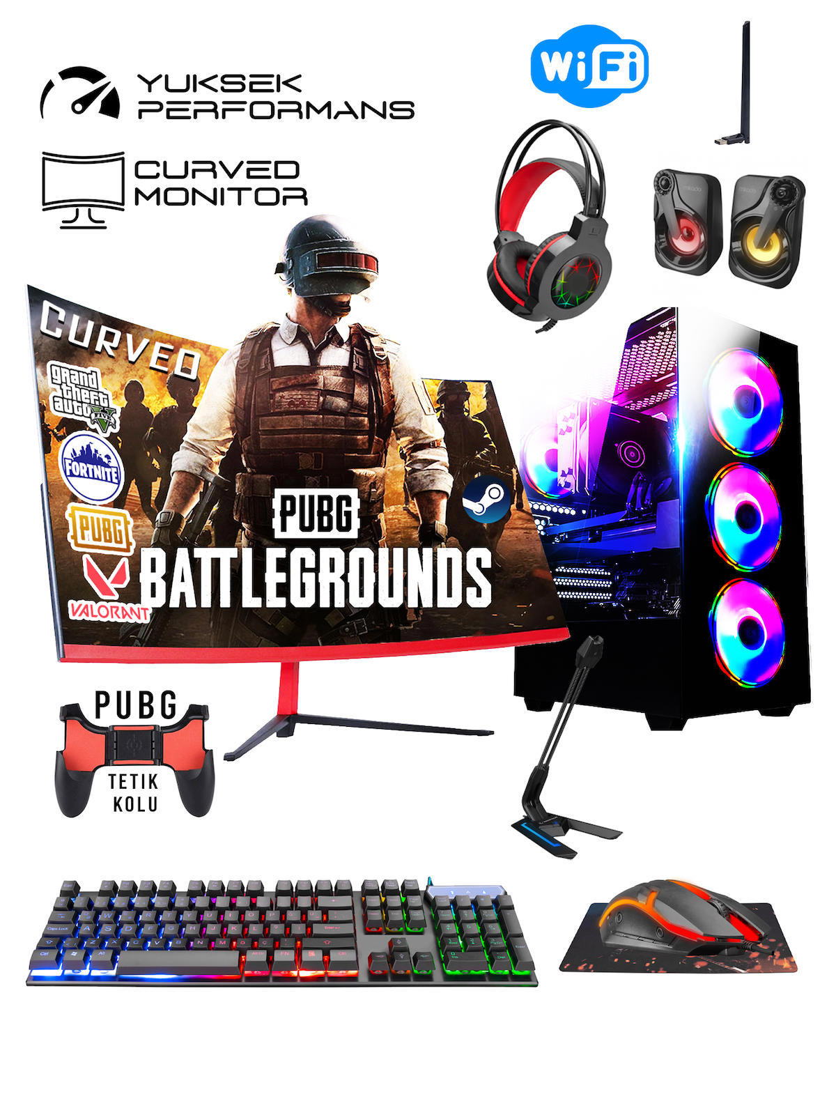 Ramtech RK101 Harici GeForce GT 730 Ekran Kartlı Intel Core i5 3470 16 GB DDR3 240 GB SSD 23.8 inç FULL HD FreeDos Masaüstü Oyuncu Bilgisayarı