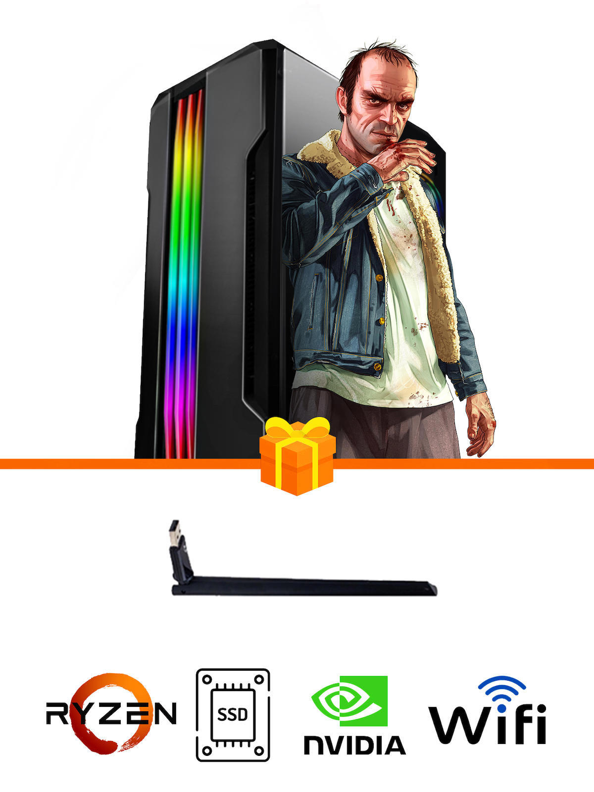 Ramtech Gaming RG505-082 Harici GeForce GTX 1050 Ti Ekran Kartlı AMD Ryzen 5500 16 GB DDR4 512 GB SSD FreeDos Masaüstü Oyuncu Bilgisayarı