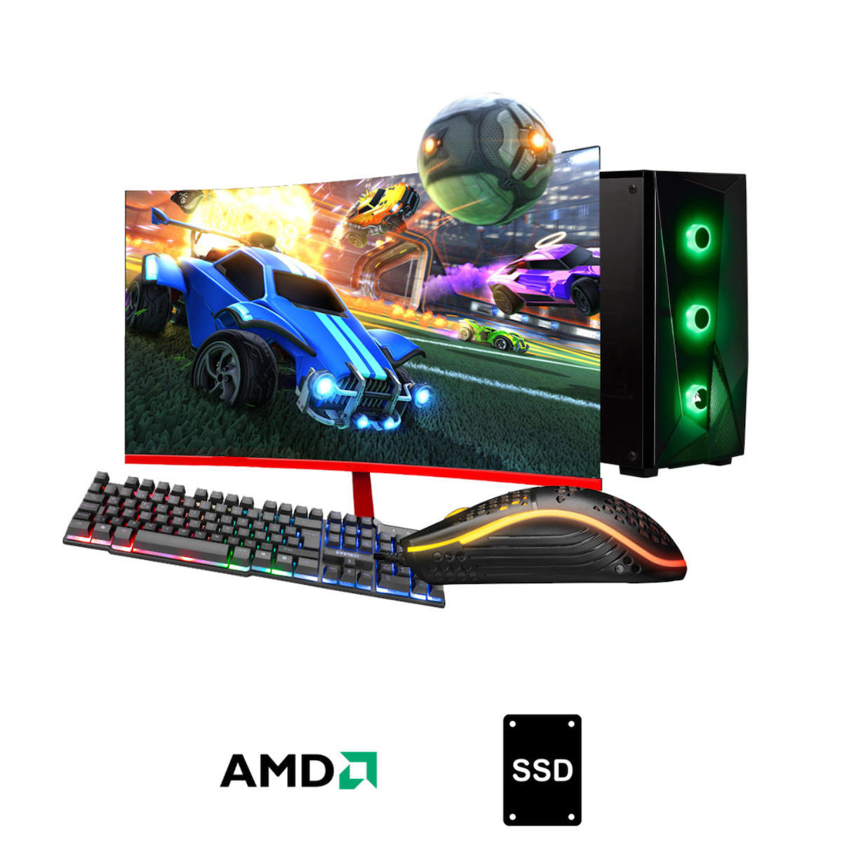 Ramtech Corsair Serisi Harici Radeon RX 550 Ekran Kartlı AMD Ryzen 5600G 16 GB DDR4 500 GB SSD 23.6 inç FULL HD FreeDos Masaüstü Oyuncu Bilgisayarı