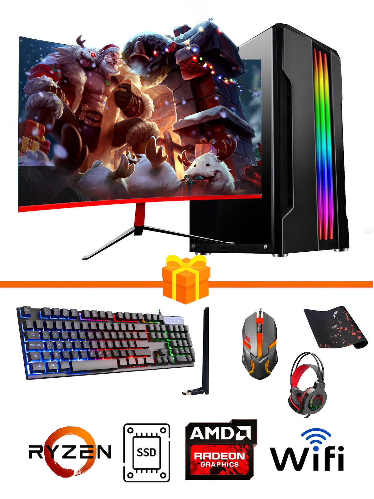 Ramtech Gaming RG505-062 Harici Radeon RX 550 Ekran Kartlı AMD Ryzen 5500 16 GB DDR4 512 GB SSD 23.6 inç FULL HD FreeDos Masaüstü Oyuncu Bilgisayarı