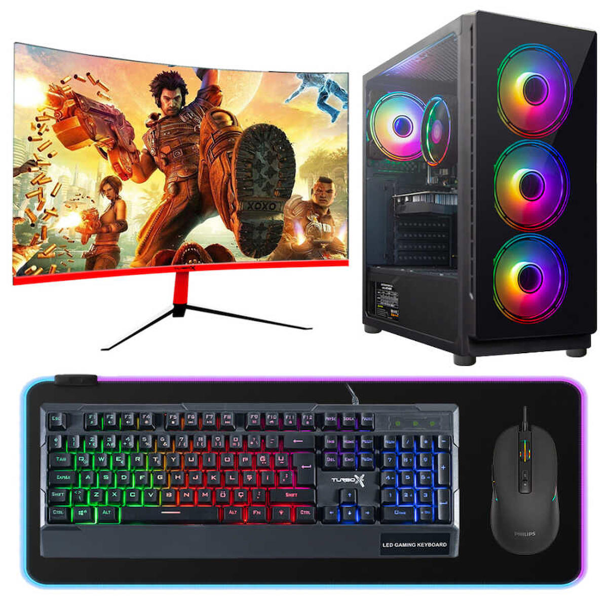 Turbox Tx3955 Harici GeForce GTX 750 Ti Ekran Kartlı Intel Core i5 3470 16 GB DDR3 512 GB SSD 27 inç FULL HD FreeDos Masaüstü Oyuncu Bilgisayarı