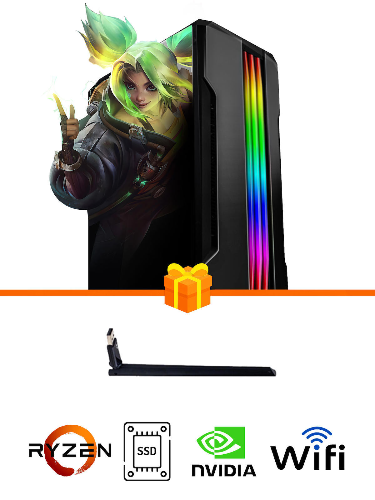Ramtech Gaming RG505-0128 Harici GeForce GTX 1650 Ekran Kartlı AMD Ryzen 5500 32 GB DDR4 128 GB SSD FULL HD FreeDos Masaüstü Oyuncu Bilgisayarı