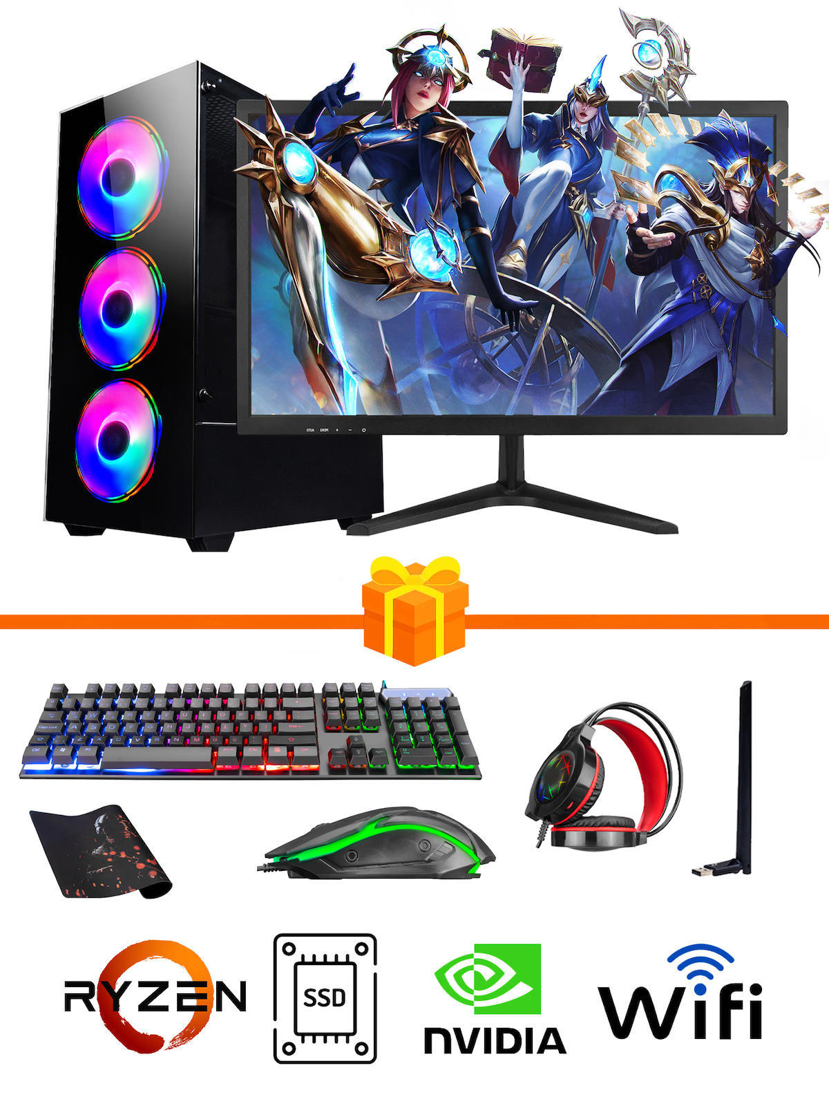 Ramtech Gaming RG505-099 Harici GeForce GTX 1050 Ti Ekran Kartlı AMD Ryzen 5500 32 GB DDR4 256 GB SSD 21.5 inç FULL HD FreeDos Masaüstü Oyuncu Bilgisayarı