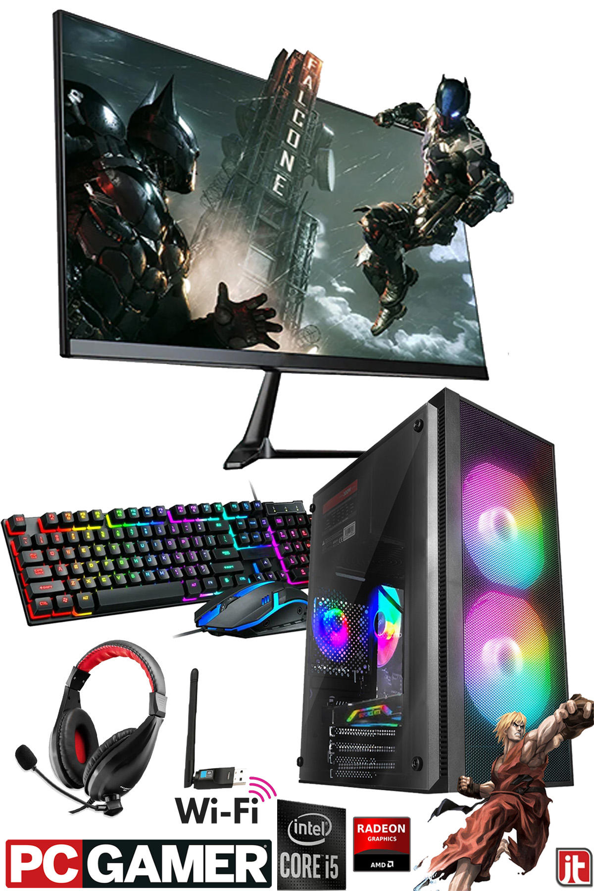 DTS Teknoloji GX371 Harici Radeon R7 240 Ekran Kartlı Intel Core i5 2400 16 GB DDR4 512 GB SSD 20 inç FULL HD FreeDos Masaüstü Oyuncu Bilgisayarı