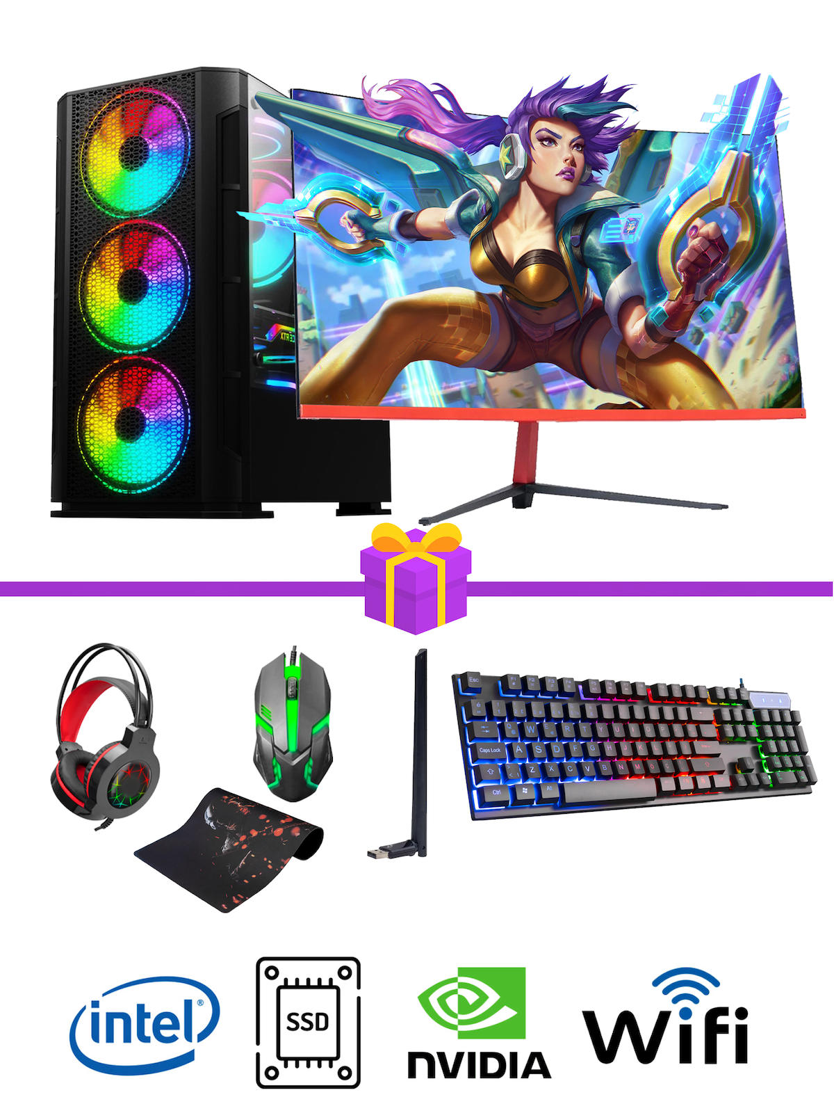 Ramtech Game R1 Harici GeForce GTX 1660 Ekran Kartlı Intel Core i5 3470 16 GB DDR3 256 GB SSD 23.8 inç FULL HD FreeDos Masaüstü Oyuncu Bilgisayarı
