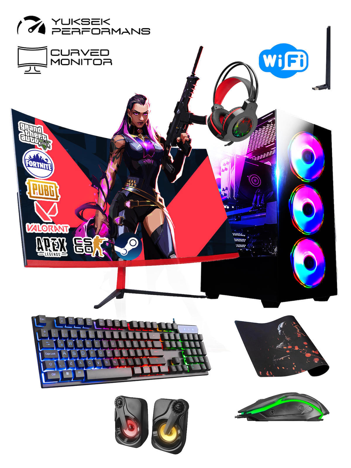 Ramtech RK122 Harici GeForce GTX 1650 Ekran Kartlı Intel Core i5 3470 16 GB DDR3 256 GB SSD 23.8 inç FULL HD FreeDos Masaüstü Oyuncu Bilgisayarı