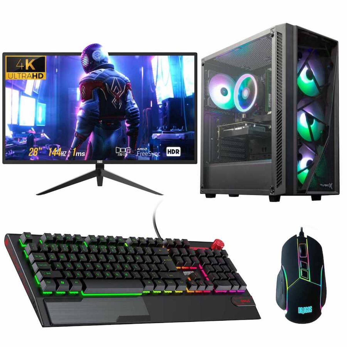 Dragos DRx2347 Harici GeForce RTX 3060 Ti Ekran Kartlı AMD Ryzen 5700X 16 GB DDR4 512 GB SSD 28 inç FULL HD (4K) FreeDos Masaüstü Oyuncu Bilgisayarı