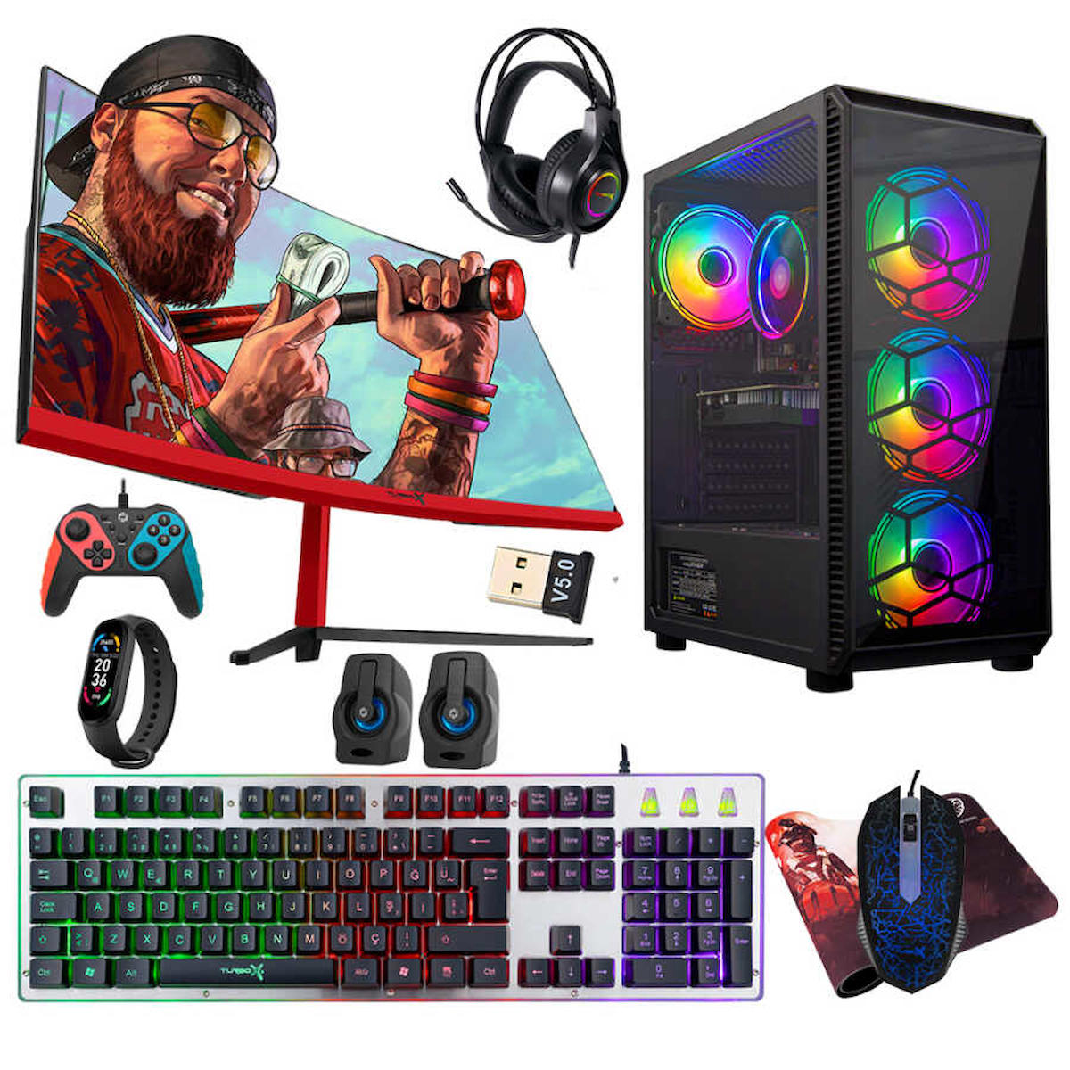 Turbox Tx4389 Harici Radeon RX 560 Ekran Kartlı Intel Core i5 4440 16 GB DDR3 1 TB SSD 23.6 inç FULL HD FreeDos Masaüstü Oyuncu Bilgisayarı