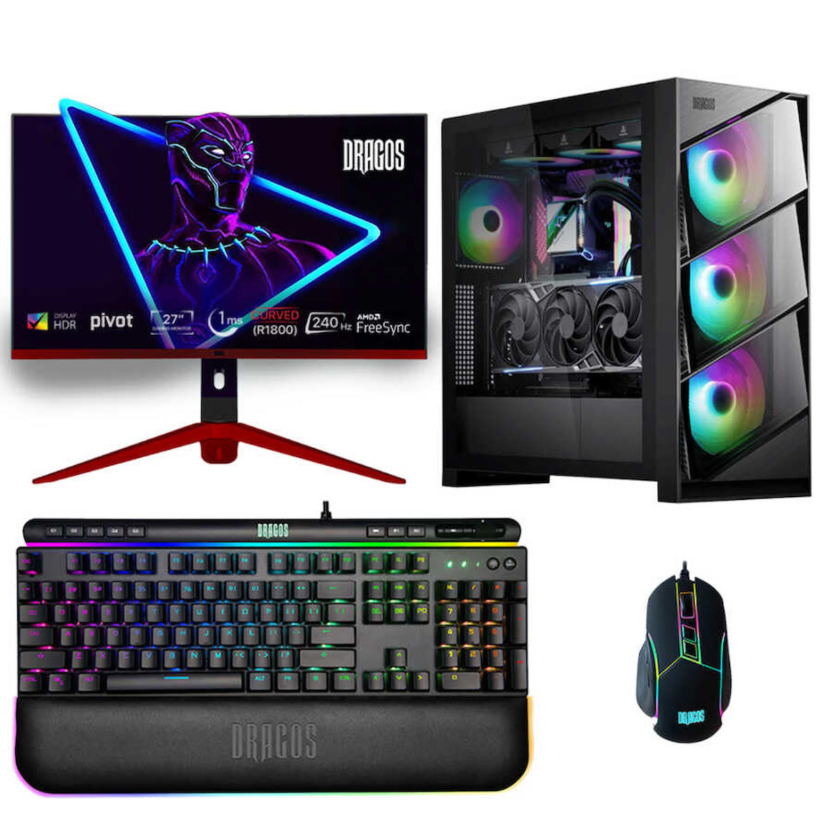 Dragos DRx4601 Harici GeForce RTX 4060 Ti Ekran Kartlı Intel Core i5 12600KF 64 GB DDR4 1 TB SSD 27 inç FULL HD FreeDos Masaüstü Oyuncu Bilgisayarı