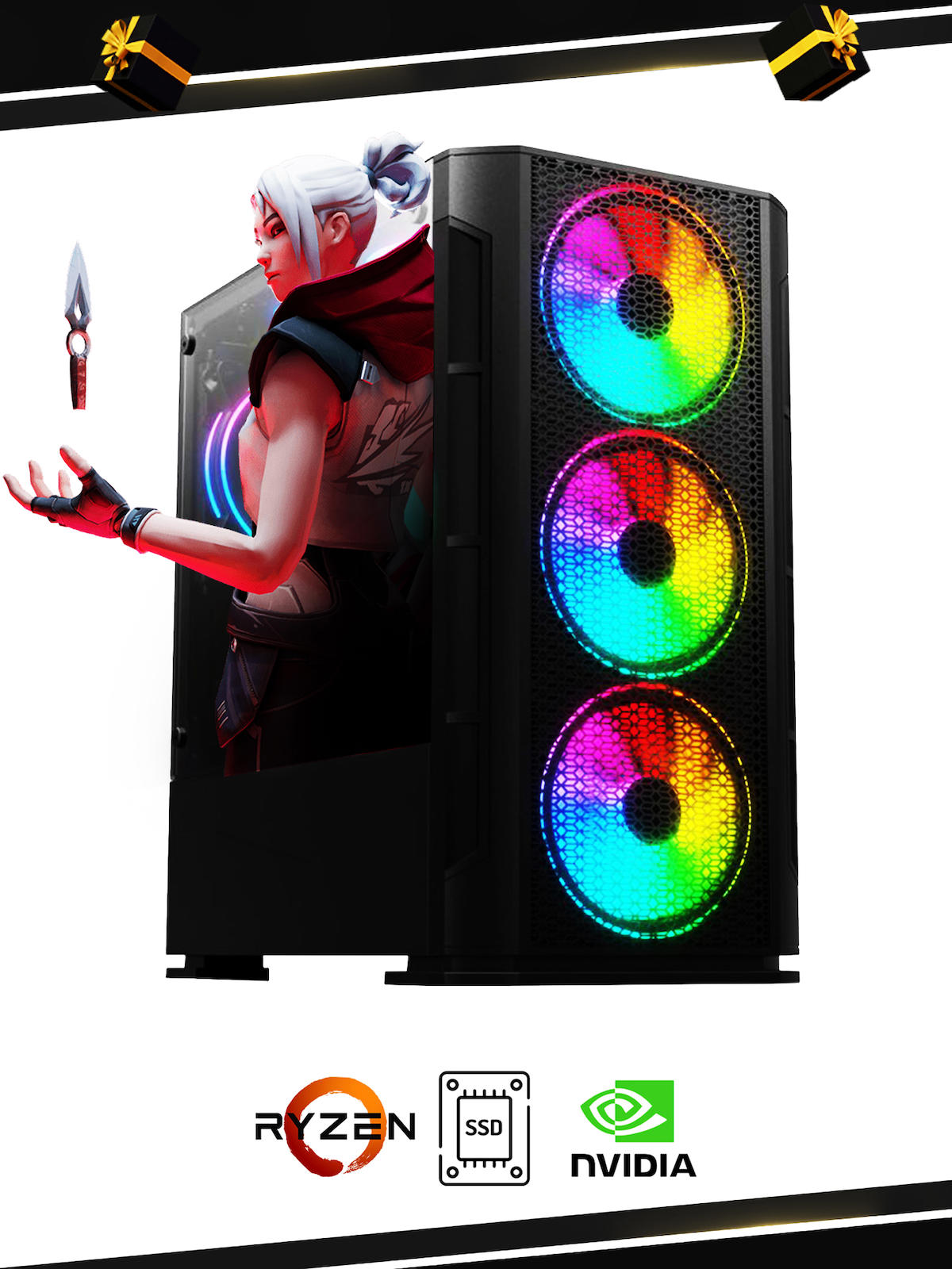 Ramtech BFX10 RYZEN Harici GeForce RTX 4060 Ekran Kartlı AMD Ryzen 5600G 32 GB DDR4 1 TB SSD FreeDos Masaüstü Oyuncu Bilgisayarı