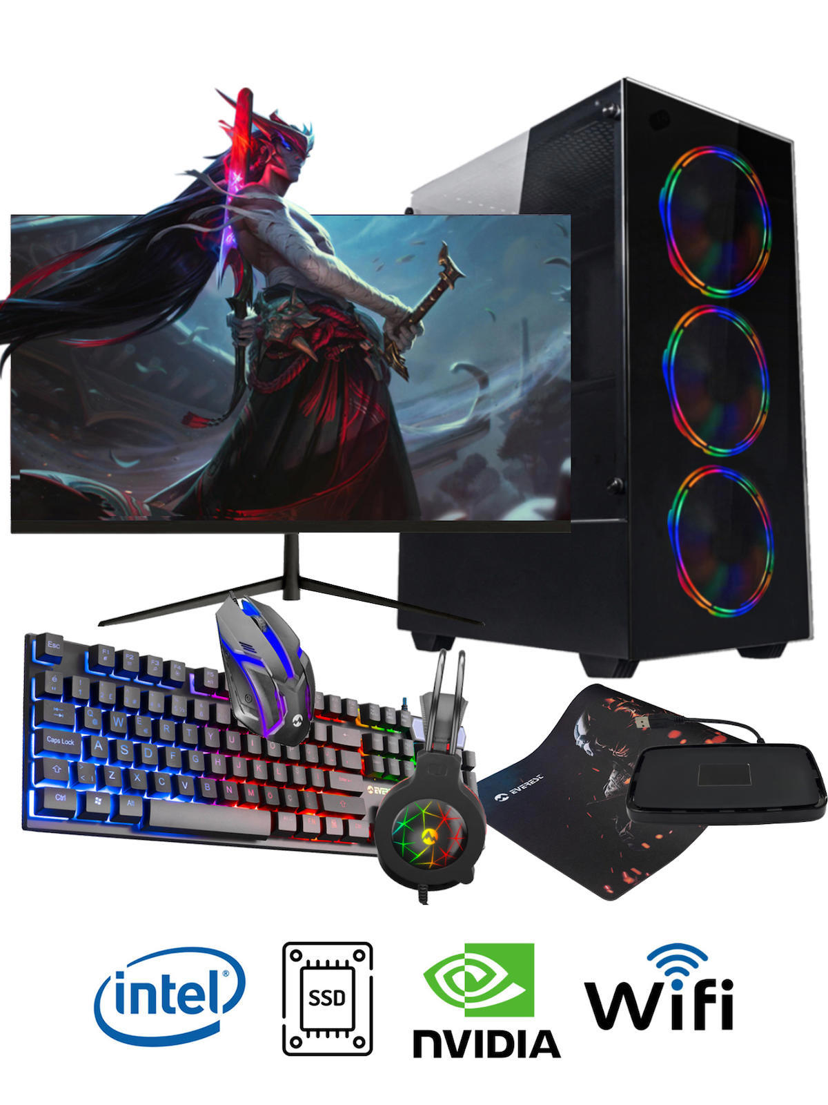 Ramtech Full Force Harici GeForce GTX 750 Ti Ekran Kartlı Intel Xeon X5670 32 GB DDR3 240 GB SSD 21.5 inç FULL HD FreeDos Masaüstü Oyuncu Bilgisayarı