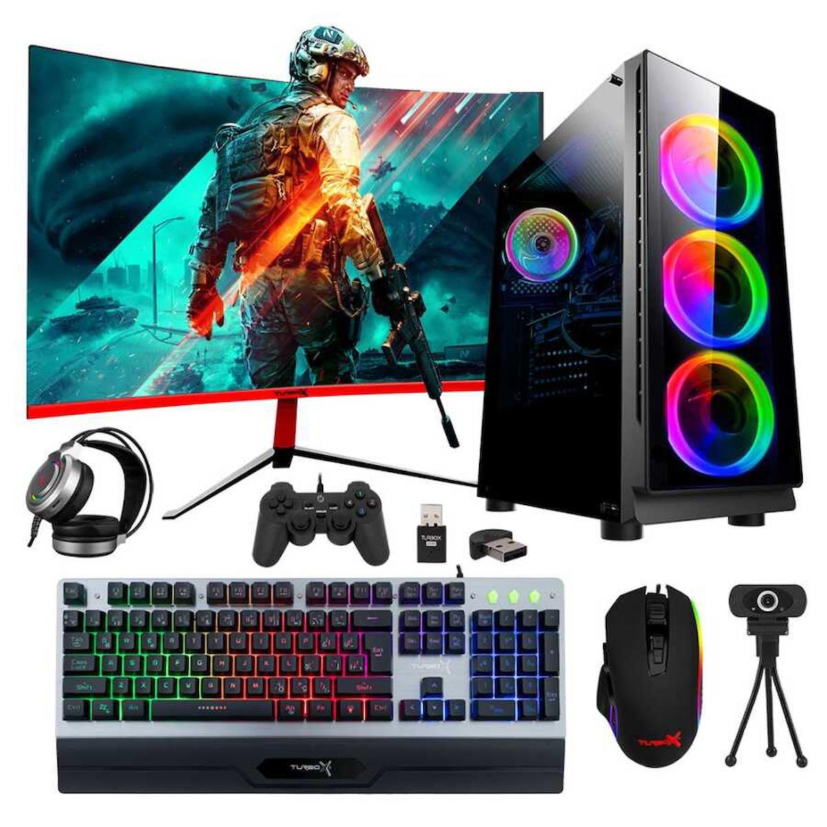 Turbox Tx376 Harici Radeon RX 550 Ekran Kartlı Intel Core i5 3470 16 GB DDR3 256 GB SSD 23.6 inç FULL HD FreeDos Masaüstü Oyuncu Bilgisayarı