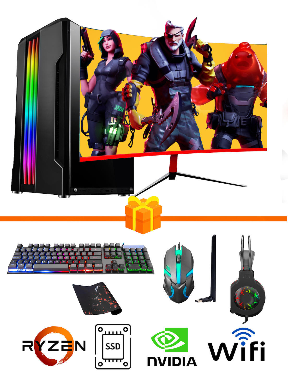 Ramtech Gaming RG505-0141 Harici GeForce GTX 1650 Ekran Kartlı AMD Ryzen 5500 16 GB DDR4 256 GB SSD 23.6 inç FULL HD FreeDos Masaüstü Oyuncu Bilgisayarı