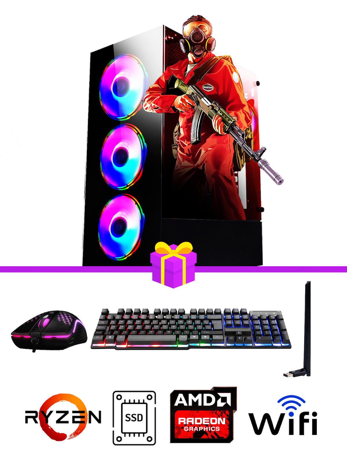 Ramtech Full Force FF450 Harici Radeon RX 580 Ekran Kartlı AMD Ryzen 3600 32 GB DDR4 512 GB SSD FreeDos Masaüstü Oyuncu Bilgisayarı
