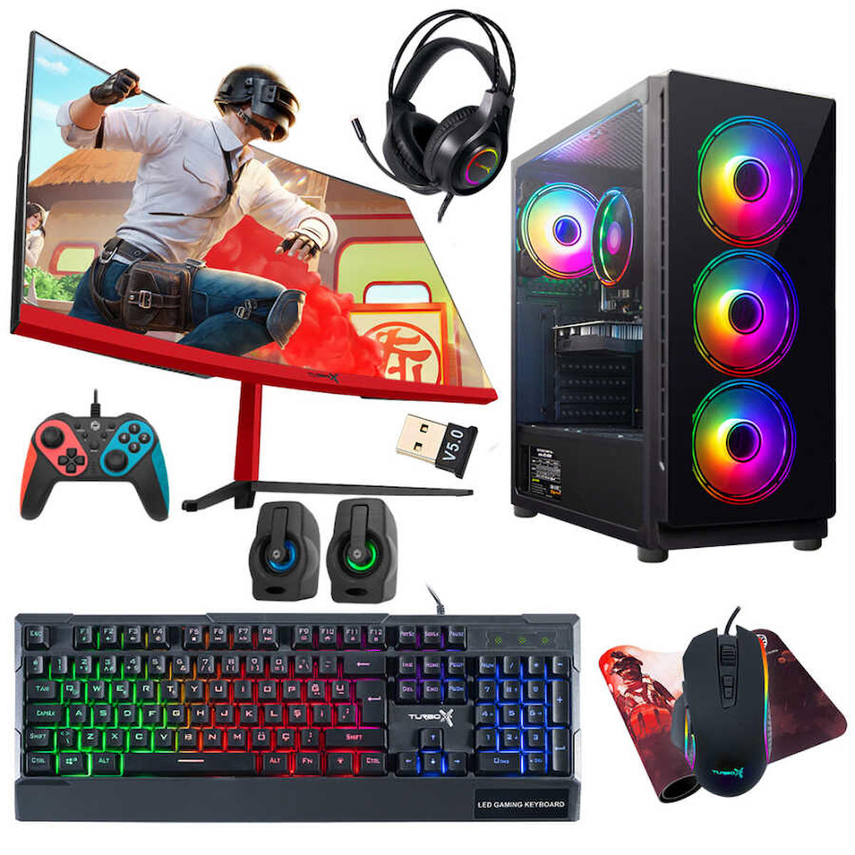 Turbox Tx4101 Harici Radeon R7 240 Ekran Kartlı Intel Core i5 3470 16 GB DDR3 1 TB SSD 23.6 inç FULL HD FreeDos Masaüstü Oyuncu Bilgisayarı