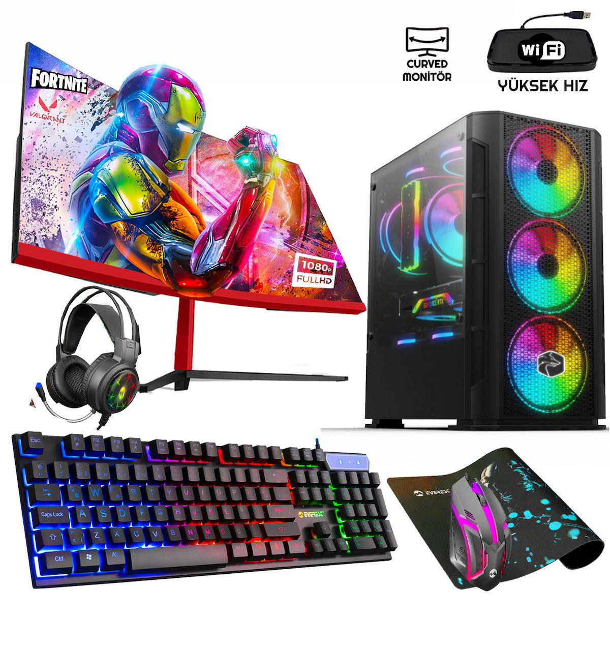 Biggamex ZP62 Harici GeForce GTX 1650 Ekran Kartlı Intel Core i5 3470 16 GB DDR3 256 GB SSD 23.8 inç FULL HD FreeDos Masaüstü Oyuncu Bilgisayarı