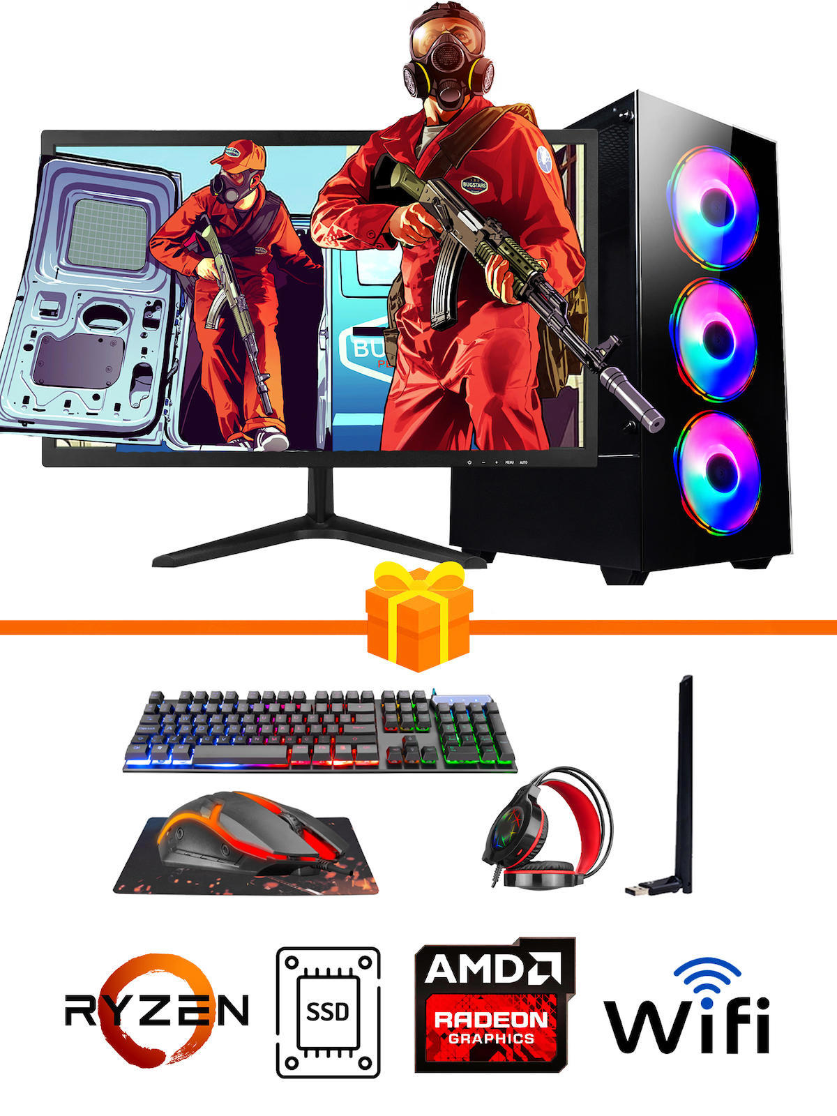 Ramtech Gaming RG505-059 Harici Radeon RX 550 Ekran Kartlı AMD Ryzen 5500 32 GB DDR4 256 GB SSD 21.5 inç FULL HD FreeDos Masaüstü Oyuncu Bilgisayarı