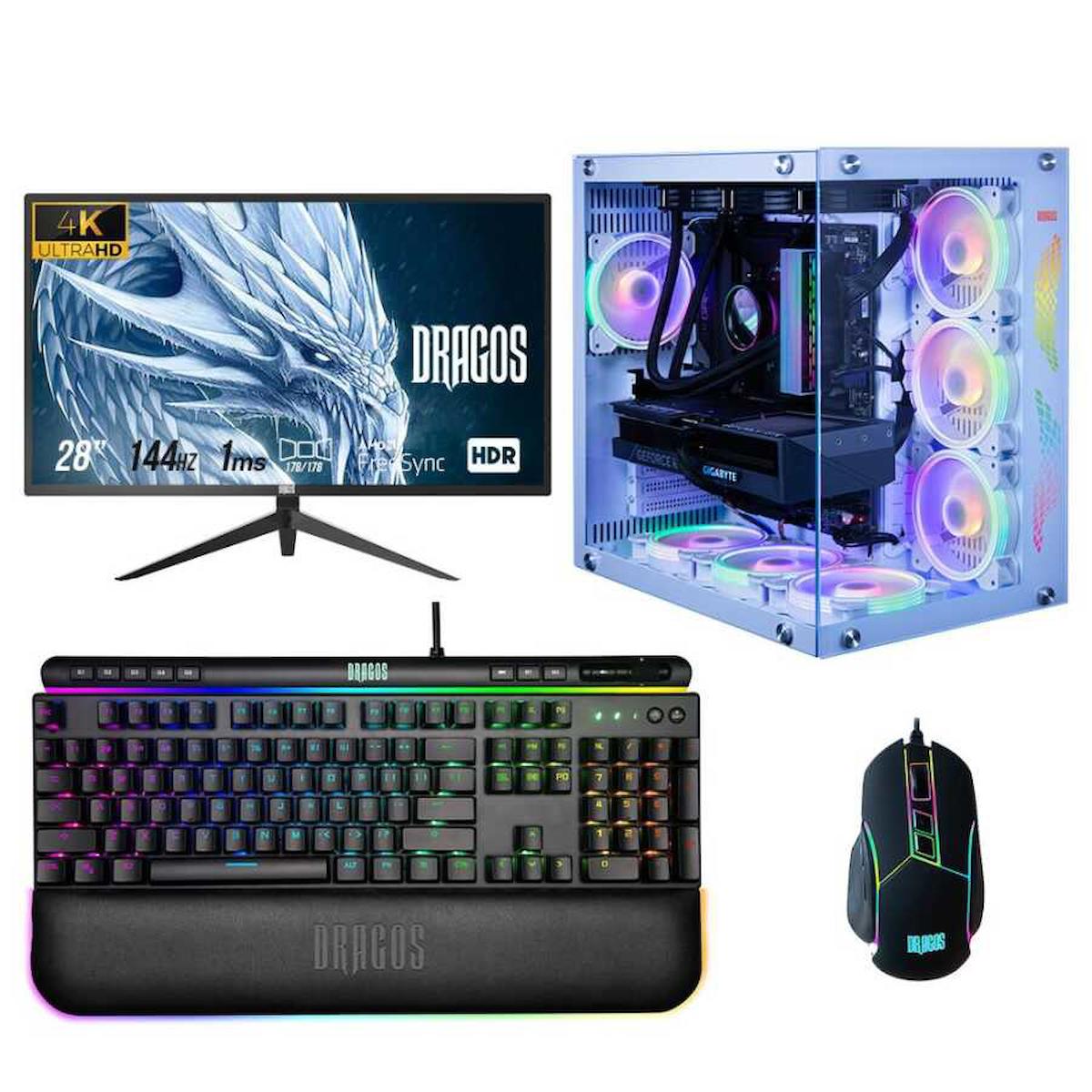 Dragos DRx2228 Harici GeForce RTX 3070 Ti Ekran Kartlı AMD Ryzen 5700X 16 GB DDR4 512 GB SSD 28 inç FULL HD (4K) FreeDos Masaüstü Oyuncu Bilgisayarı