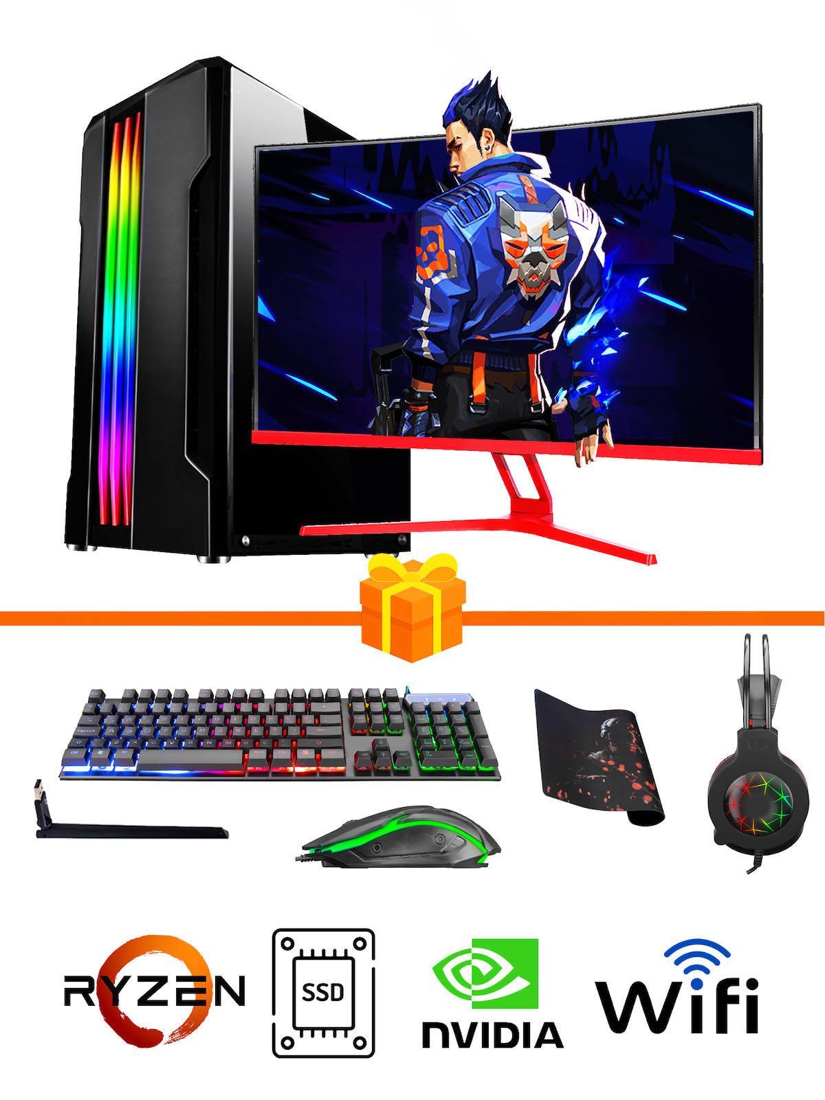 Ramtech Gaming RG505-0152 Harici GeForce GTX 1650 Ekran Kartlı AMD Ryzen 5500 16 GB DDR4 512 GB SSD 27 inç FULL HD FreeDos Masaüstü Oyuncu Bilgisayarı
