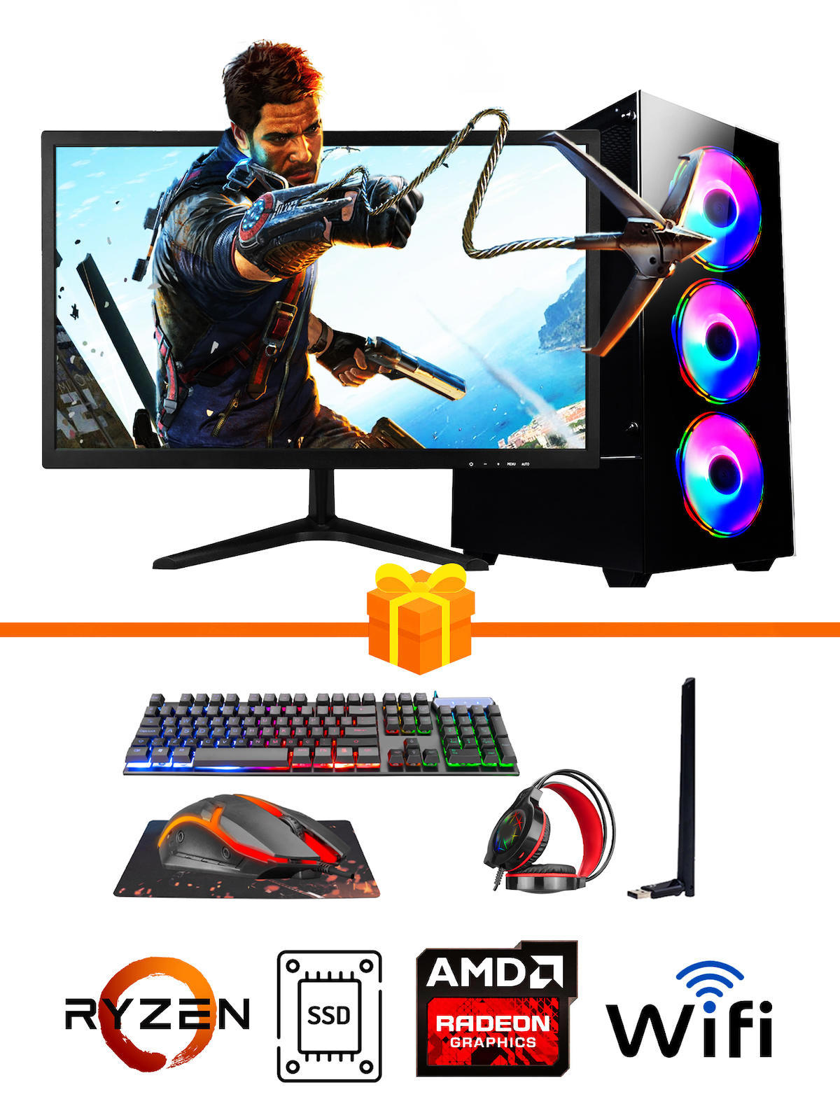 Ramtech Gaming RG505-055 Harici Radeon RX 550 Ekran Kartlı AMD Ryzen 5500 16 GB DDR4 512 GB SSD 21.5 inç FULL HD FreeDos Masaüstü Oyuncu Bilgisayarı
