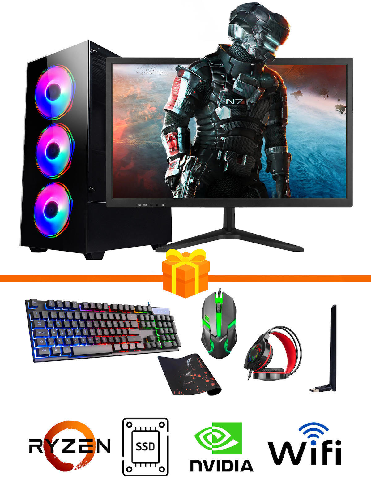 Ramtech Gaming RG505-015 Harici GeForce GT 740 Ekran Kartlı AMD Ryzen 5500 16 GB DDR4 512 GB SSD 21 inç FULL HD FreeDos Masaüstü Oyuncu Bilgisayarı