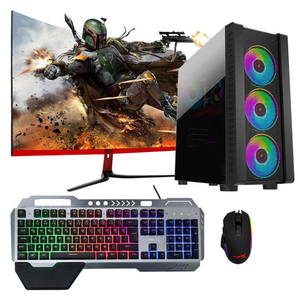 Turbox Tx349 Harici Radeon RX 550 Ekran Kartlı Intel Core i5 4440 16 GB DDR3 256 GB SSD 27 inç FULL HD FreeDos Masaüstü Oyuncu Bilgisayarı