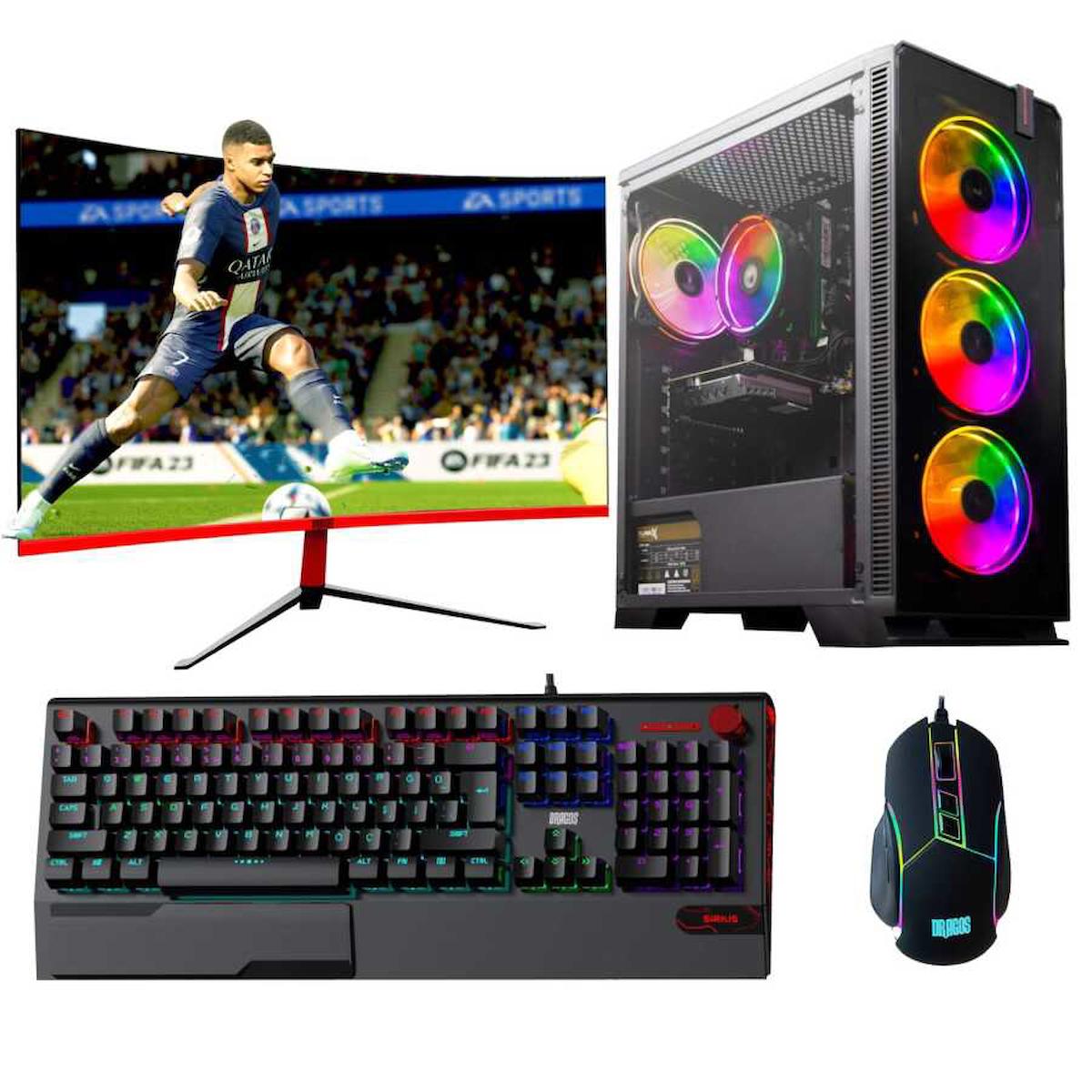 Dragos DRx1671 Harici GeForce RTX 3070 Ti Ekran Kartlı AMD Ryzen 5800X 16 GB DDR4 512 GB SSD 27 inç FULL HD FreeDos Masaüstü Oyuncu Bilgisayarı