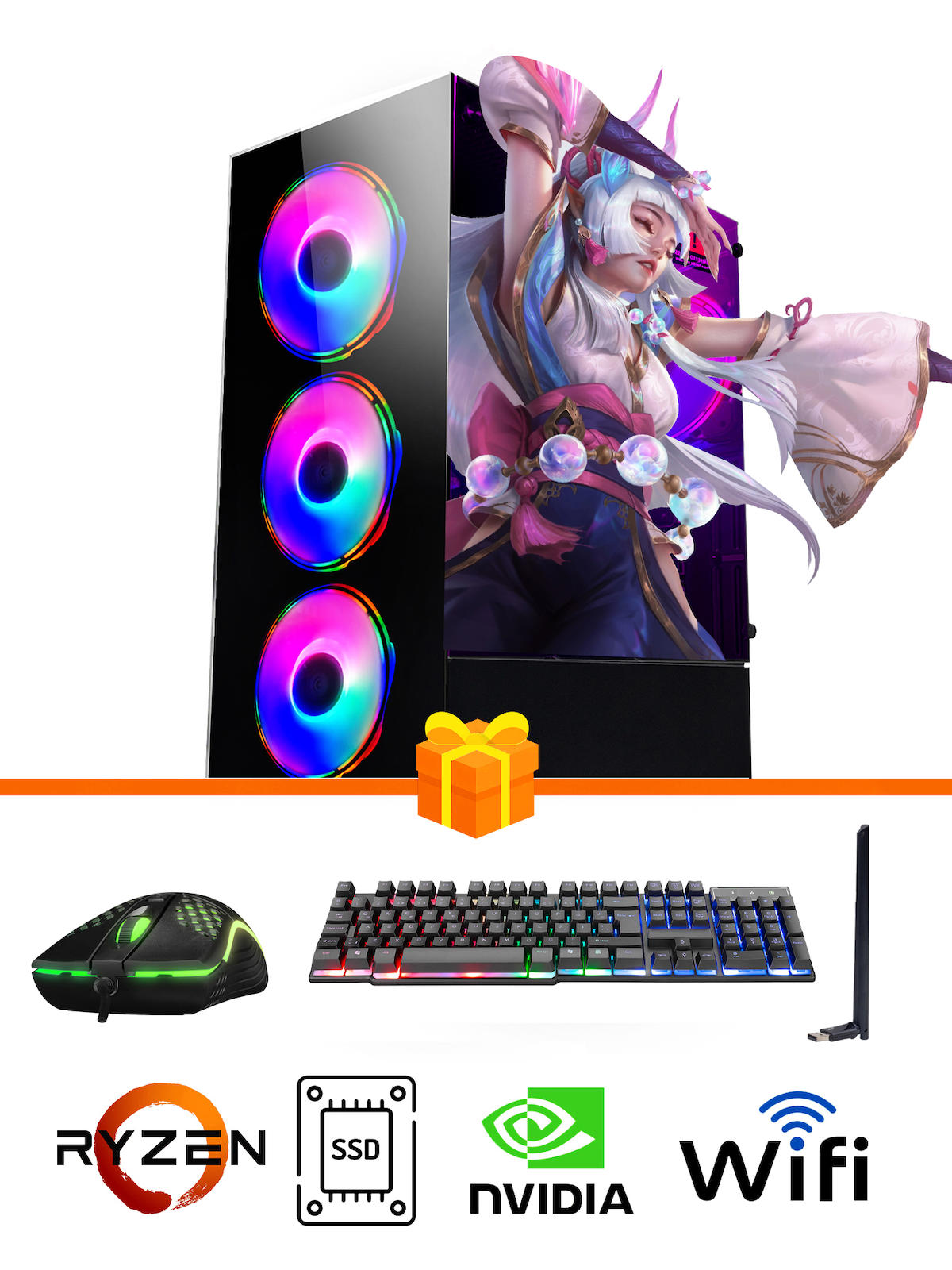 Ramtech RG189 Harici GeForce RTX 3050 Ekran Kartlı AMD Ryzen 5600G 16 GB DDR4 256 GB SSD FreeDos Masaüstü Oyuncu Bilgisayarı