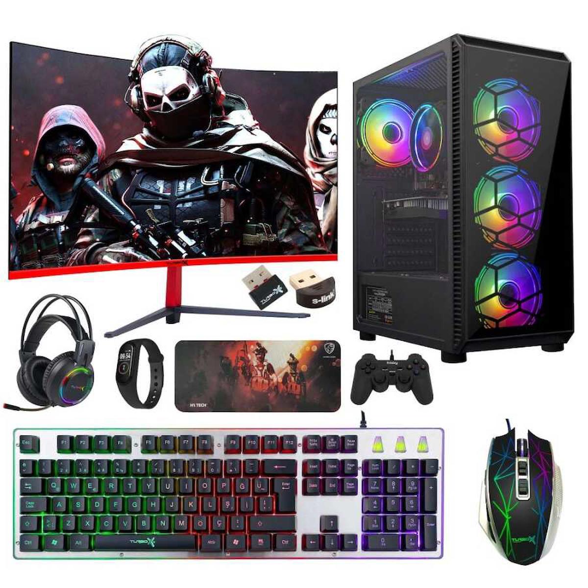 Turbox Tx2294 Harici GeForce GT 740 Ekran Kartlı Intel Core 2600 16 GB DDR3 256 GB SSD 27 inç FULL HD FreeDos Masaüstü Oyuncu Bilgisayarı