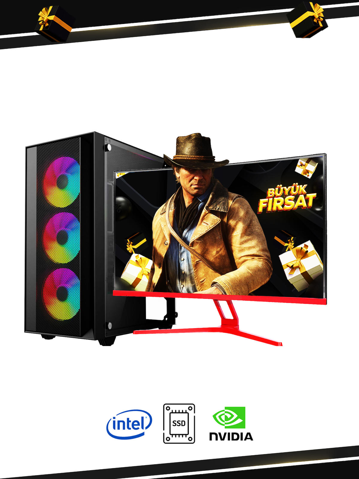 Ramtech FF527-M75 Harici GeForce RTX 3050 Ekran Kartlı Intel Core i5 6500 16 GB DDR4 256 GB SSD 27 inç FULL HD FreeDos Masaüstü Oyuncu Bilgisayarı