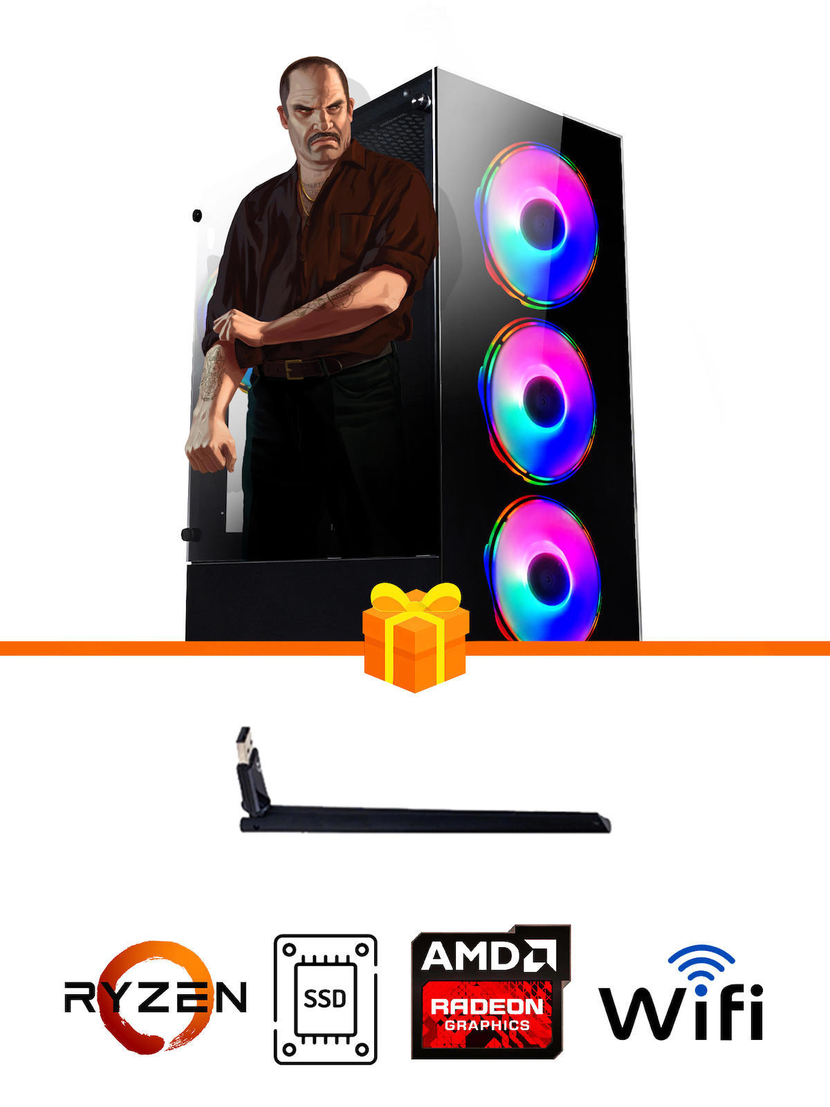 Ramtech Gaming RG505-045 Harici Radeon RX 550 Ekran Kartlı AMD Ryzen 5500 16 GB DDR4 512 GB SSD FreeDos Masaüstü Oyuncu Bilgisayarı