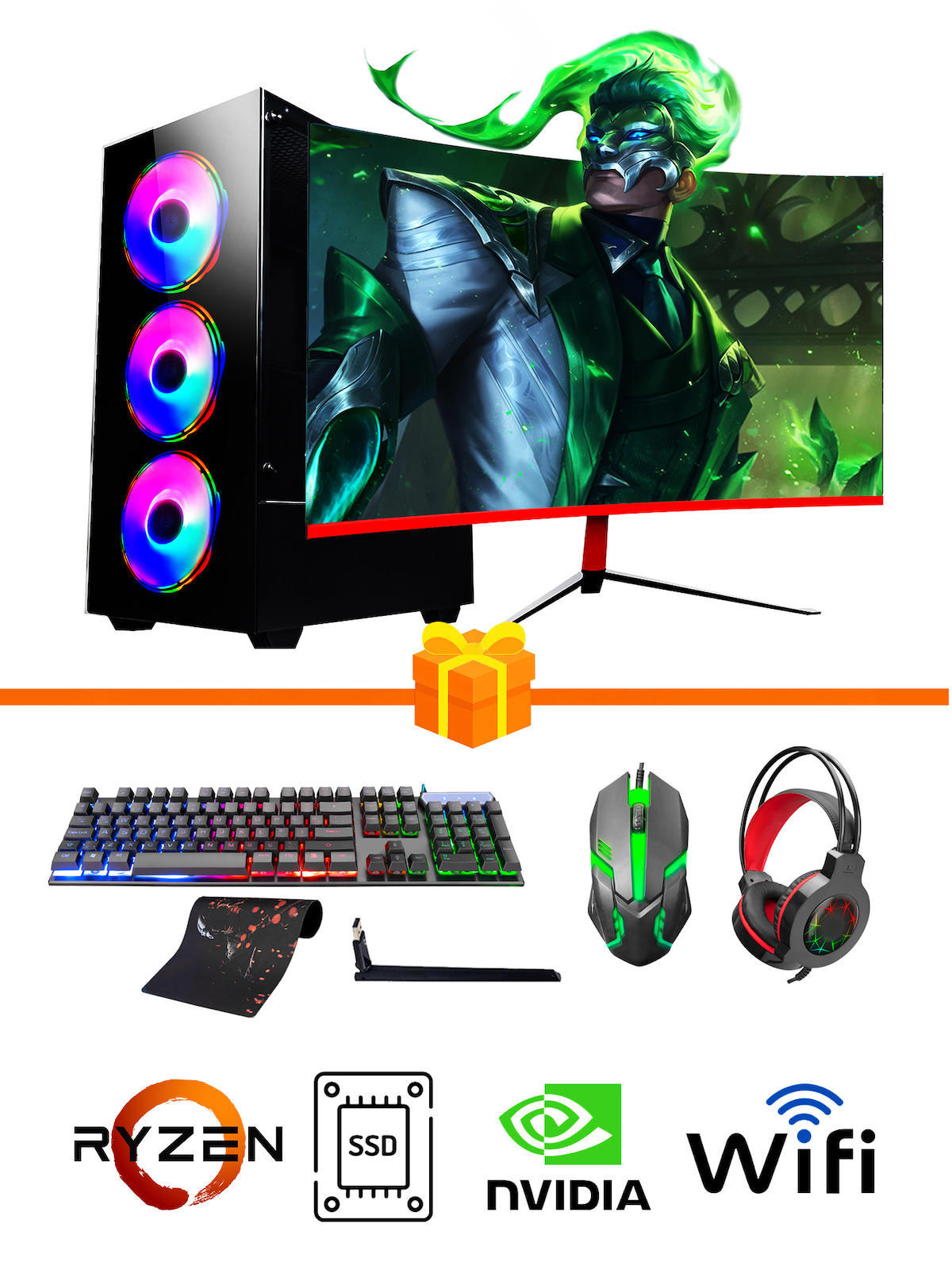 Ramtech Gaming RG505-0144 Harici GeForce GTX 1650 Ekran Kartlı AMD Ryzen 5500 16 GB DDR4 256 GB SSD 23.6 inç FULL HD FreeDos Masaüstü Oyuncu Bilgisayarı
