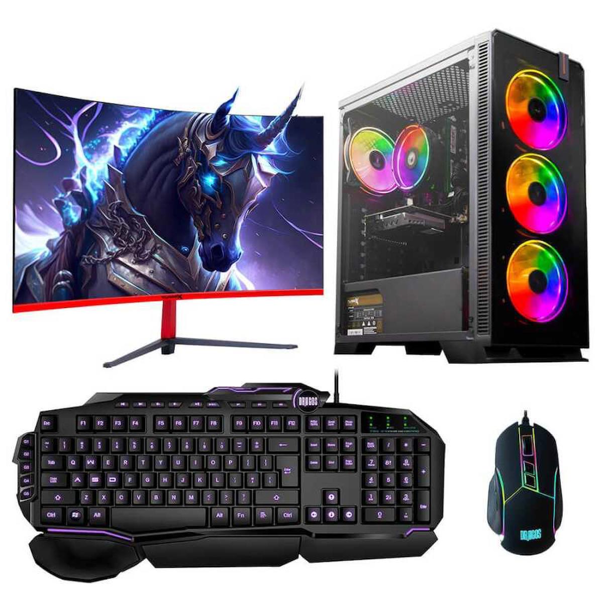 Turbox Tx1255 Harici GeForce GTX 1050 Ti Ekran Kartlı Intel Core i5 4440 8 GB DDR3 256 GB SSD 27 inç FULL HD FreeDos Masaüstü Oyuncu Bilgisayarı