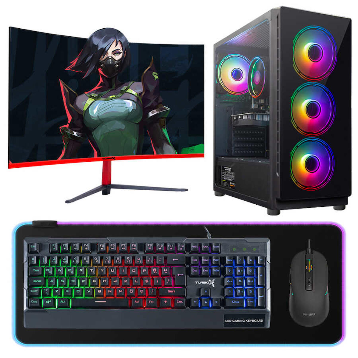 Turbox Tx3954 Harici GeForce GTX 750 Ti Ekran Kartlı Intel Core i5 3470 16 GB DDR3 512 GB SSD 23.6 inç FULL HD FreeDos Masaüstü Oyuncu Bilgisayarı