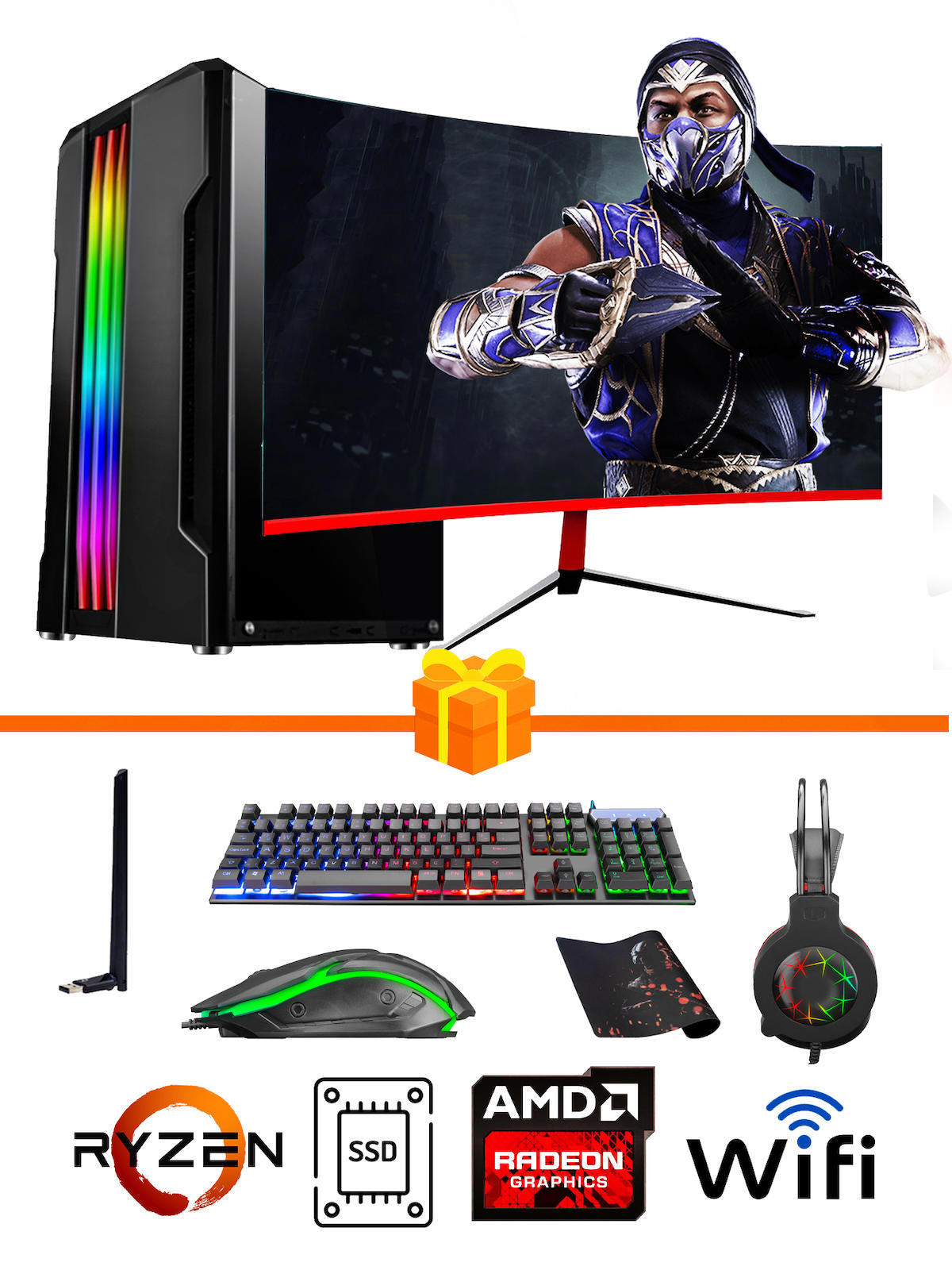 Ramtech Gaming RG505-067 Harici Radeon RX 550 Ekran Kartlı AMD Ryzen 5500 32 GB DDR4 512 GB SSD 23.6 inç FULL HD FreeDos Masaüstü Oyuncu Bilgisayarı