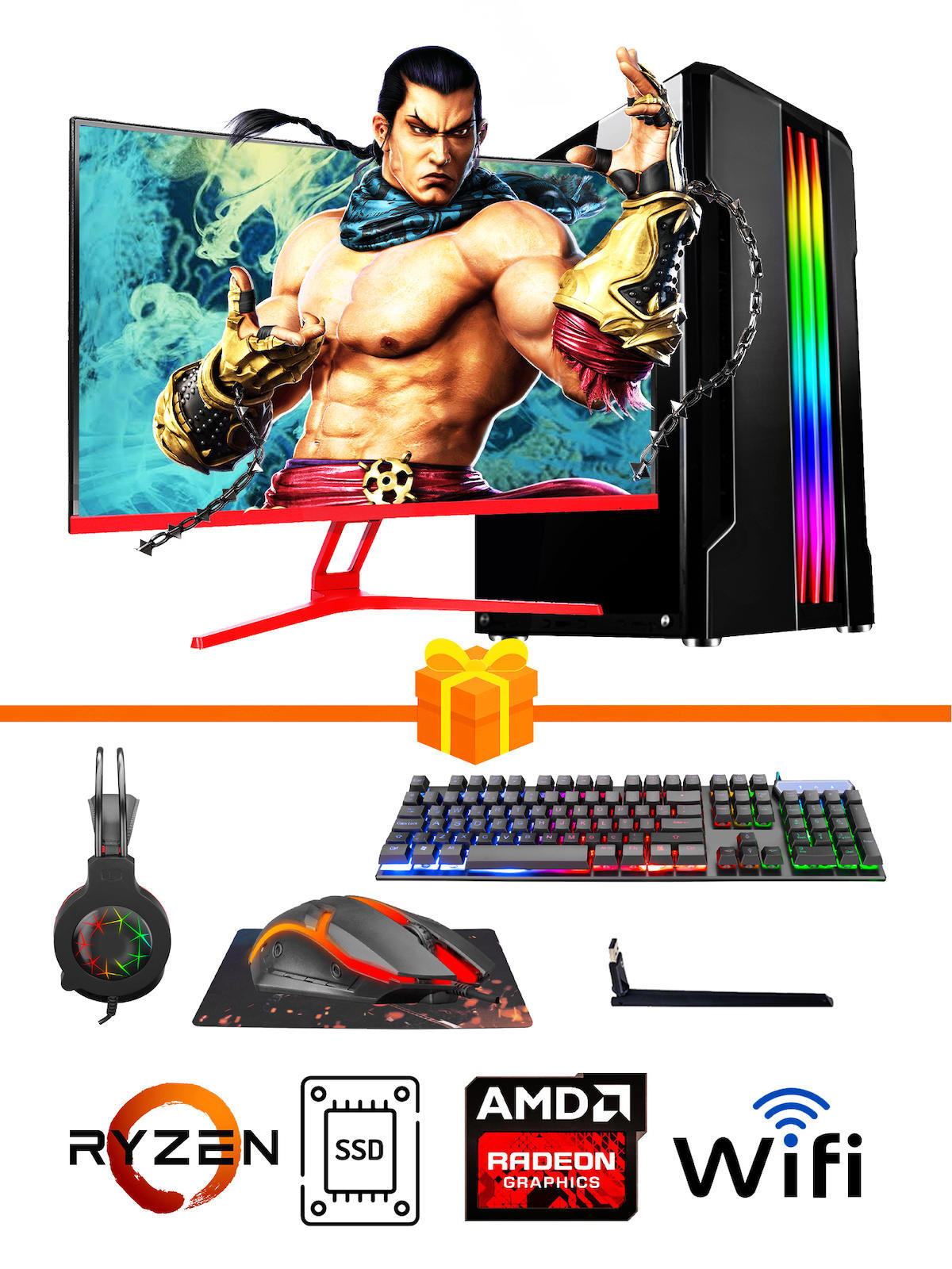 Ramtech Gaming RG505-077 Harici Radeon RX 550 Ekran Kartlı AMD Ryzen 5500 32 GB DDR4 512 GB SSD 27 inç FULL HD FreeDos Masaüstü Oyuncu Bilgisayarı
