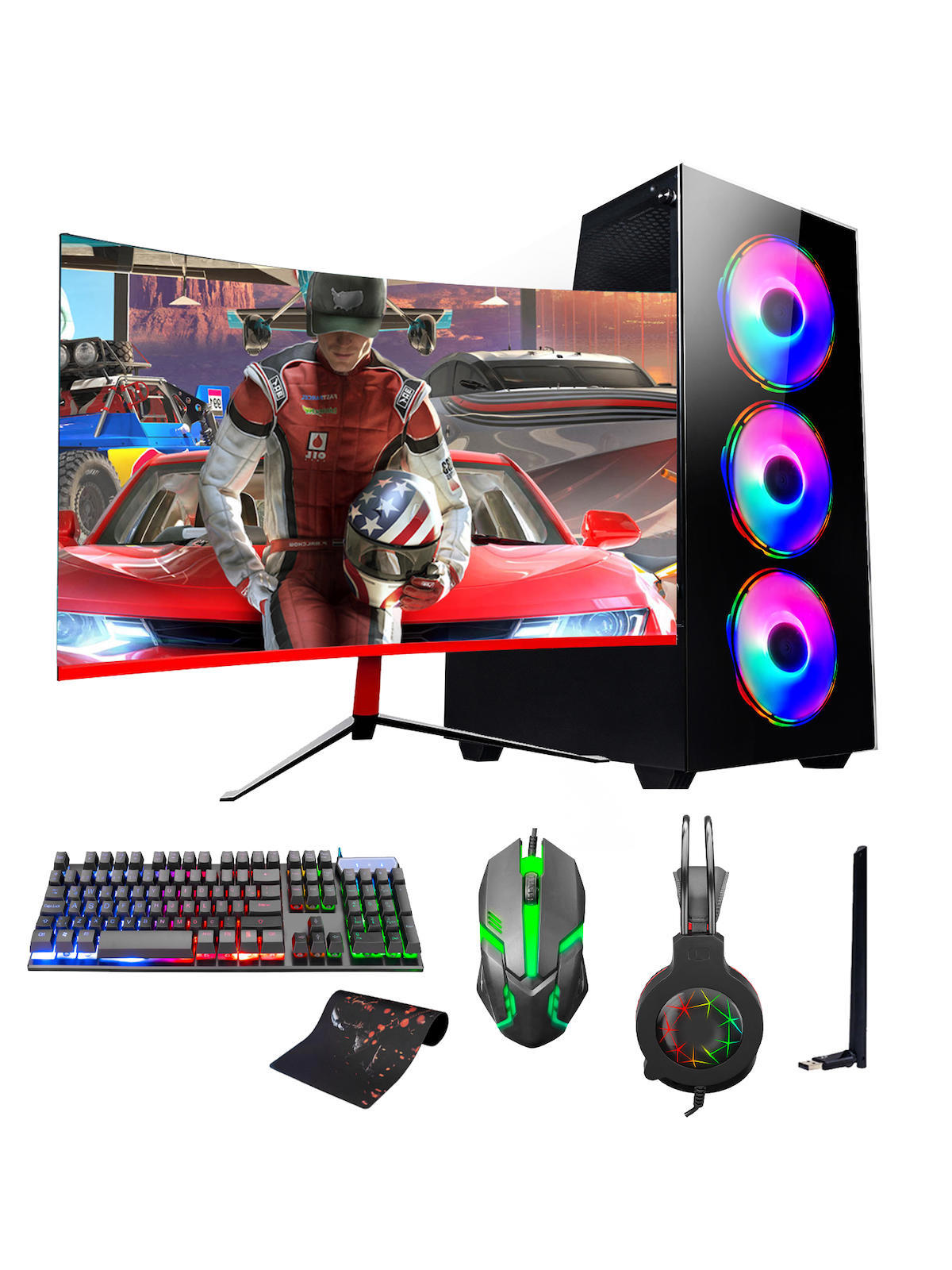 Ramtech Gaming RG505-0109 Harici GeForce GTX 1050 Ti Ekran Kartlı AMD Ryzen 5500 32 GB DDR4 256 GB SSD 23.6 inç FULL HD FreeDos Masaüstü Oyuncu Bilgisayarı