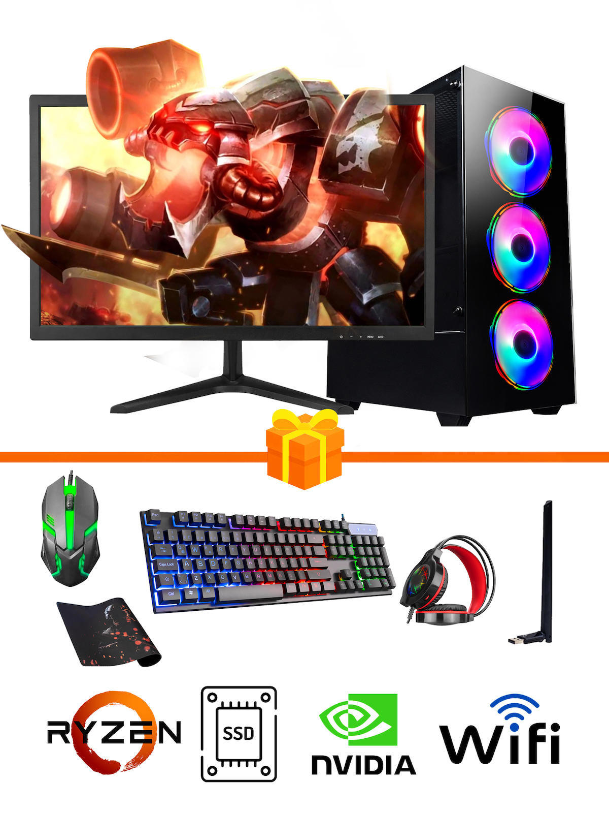 Ramtech Gaming RG505-019 Harici GeForce GT 740 Ekran Kartlı AMD Ryzen 5500 32 GB DDR4 256 GB SSD 21 inç FULL HD FreeDos Masaüstü Oyuncu Bilgisayarı