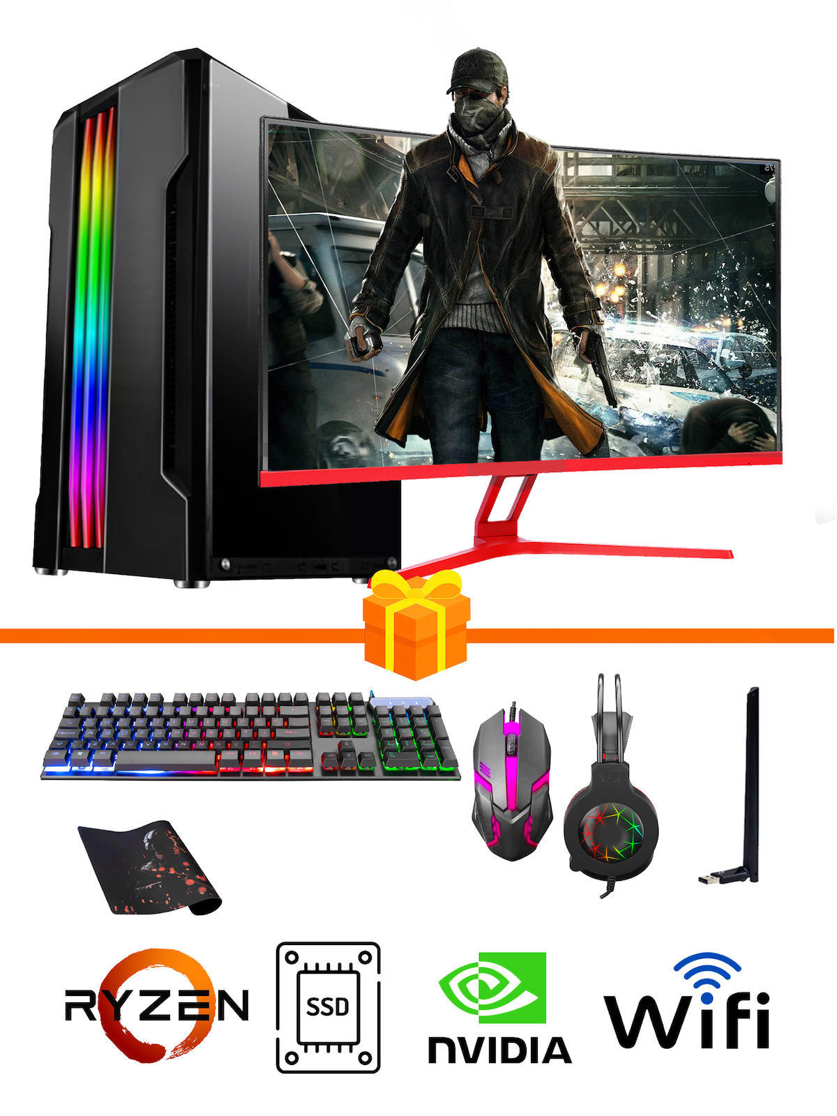 Ramtech Gaming RG505-031 Harici GeForce GT 740 Ekran Kartlı AMD Ryzen 5500 16 GB DDR4 256 GB SSD 27 inç FULL HD FreeDos Masaüstü Oyuncu Bilgisayarı
