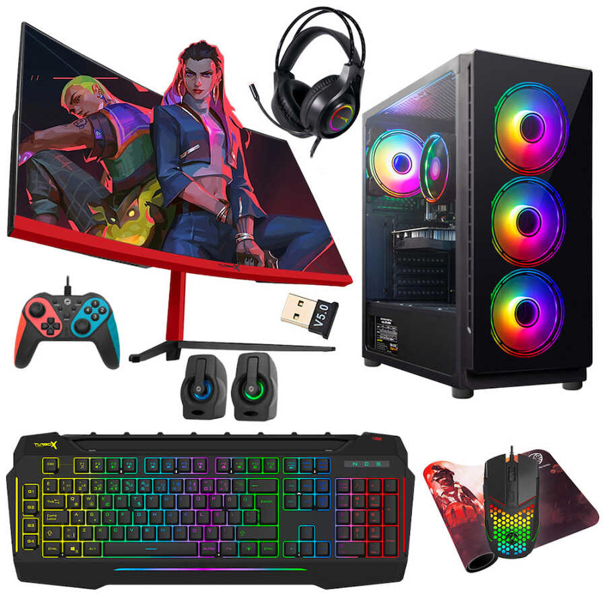 Turbox Tx4099 Harici GeForce GTX 1050 Ti Ekran Kartlı Intel Core i5 3470 16 GB DDR3 1 TB SSD 23.6 inç FULL HD FreeDos Masaüstü Oyuncu Bilgisayarı